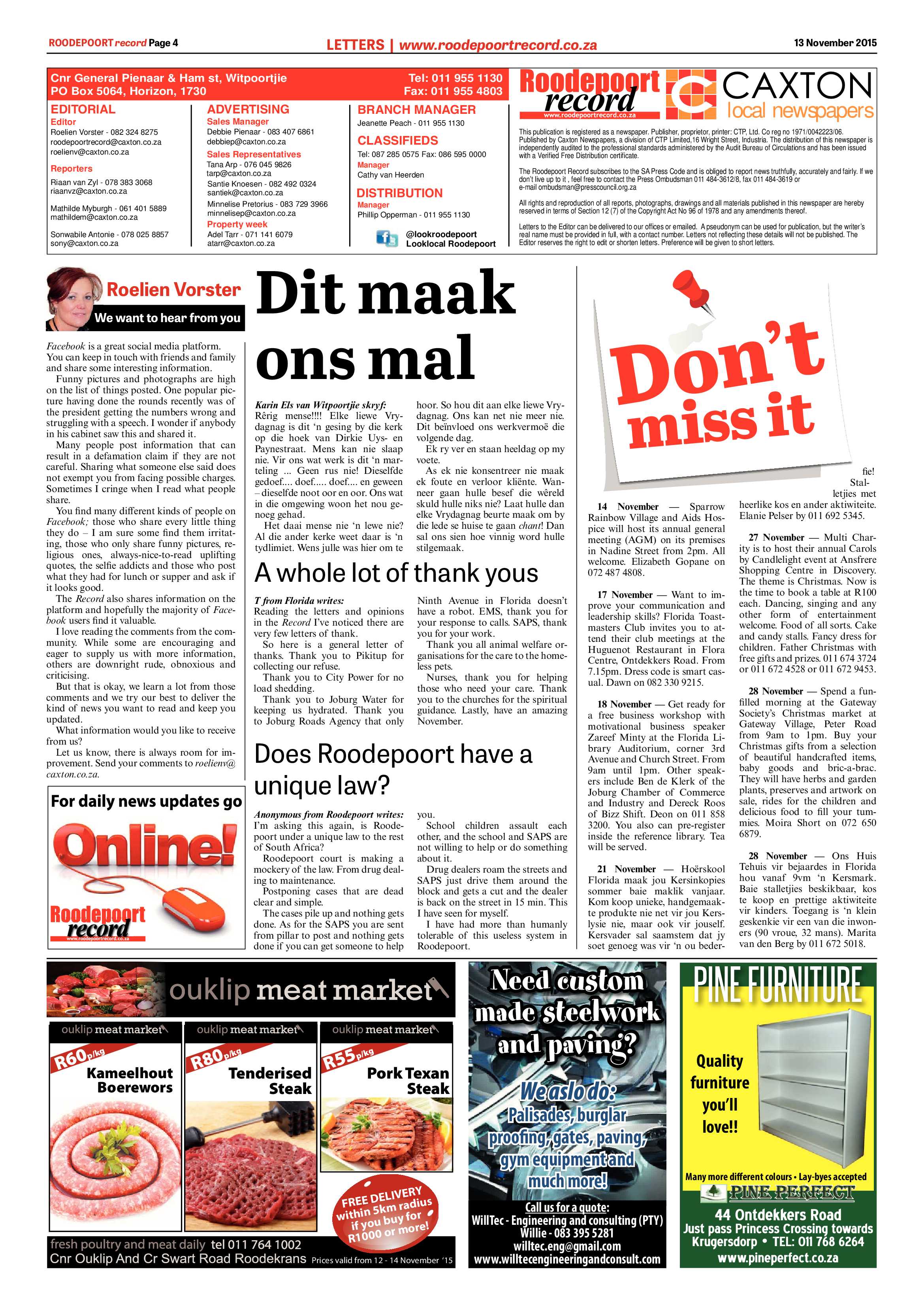 Roodepoort Record 13 November 2015 page 4