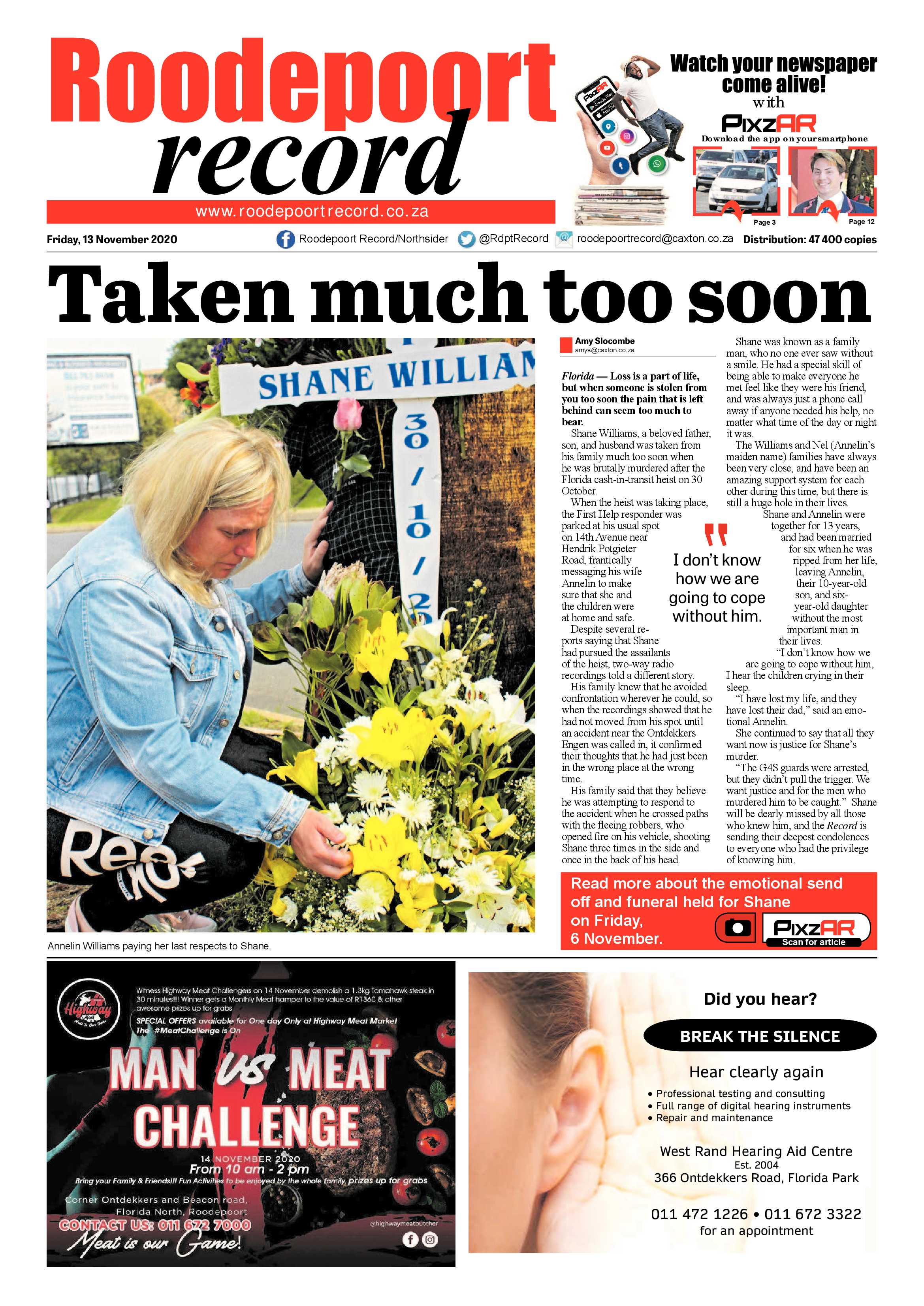 Roodepoort Record 13 November 2020 page 1