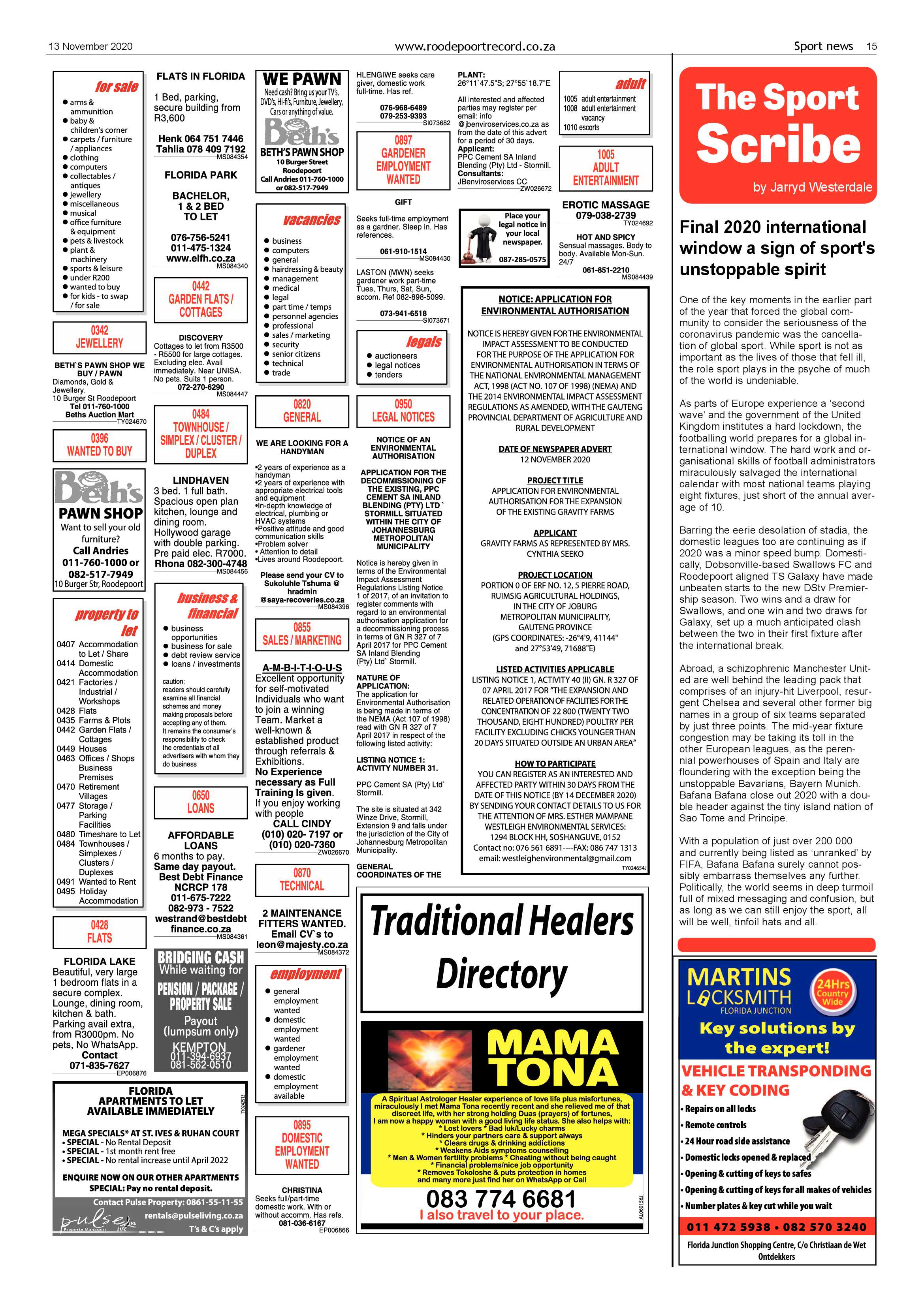 Roodepoort Record 13 November 2020 page 15