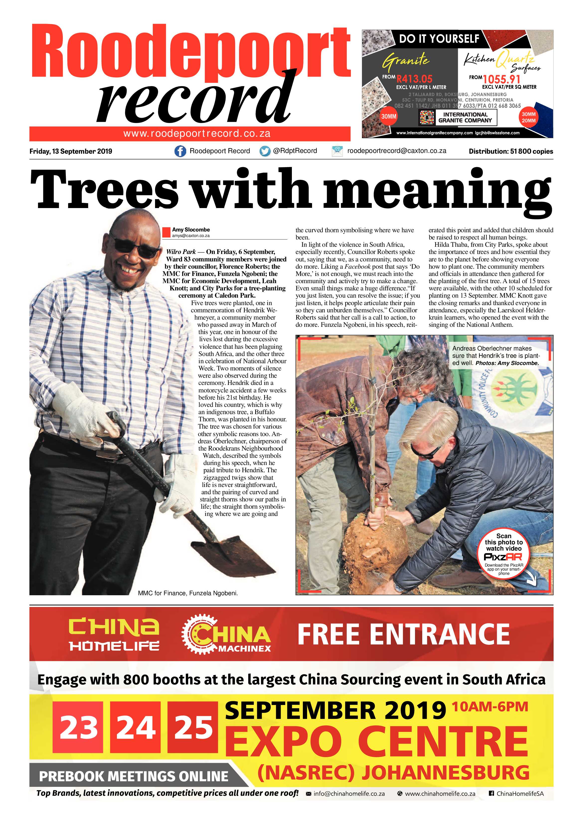 Roodepoort Record 13 September 2019 page 1