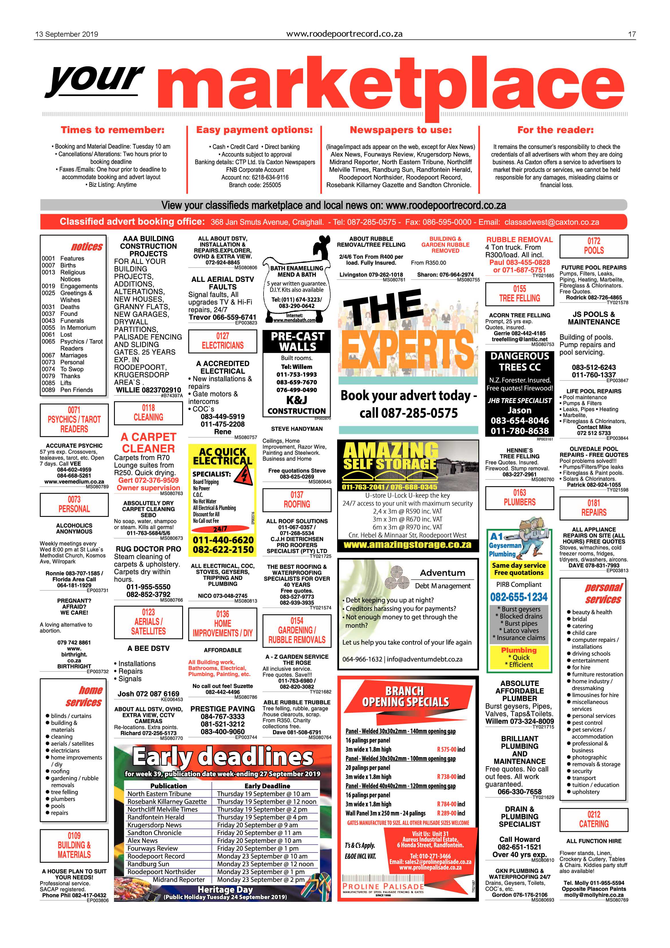 Roodepoort Record 13 September 2019 page 17