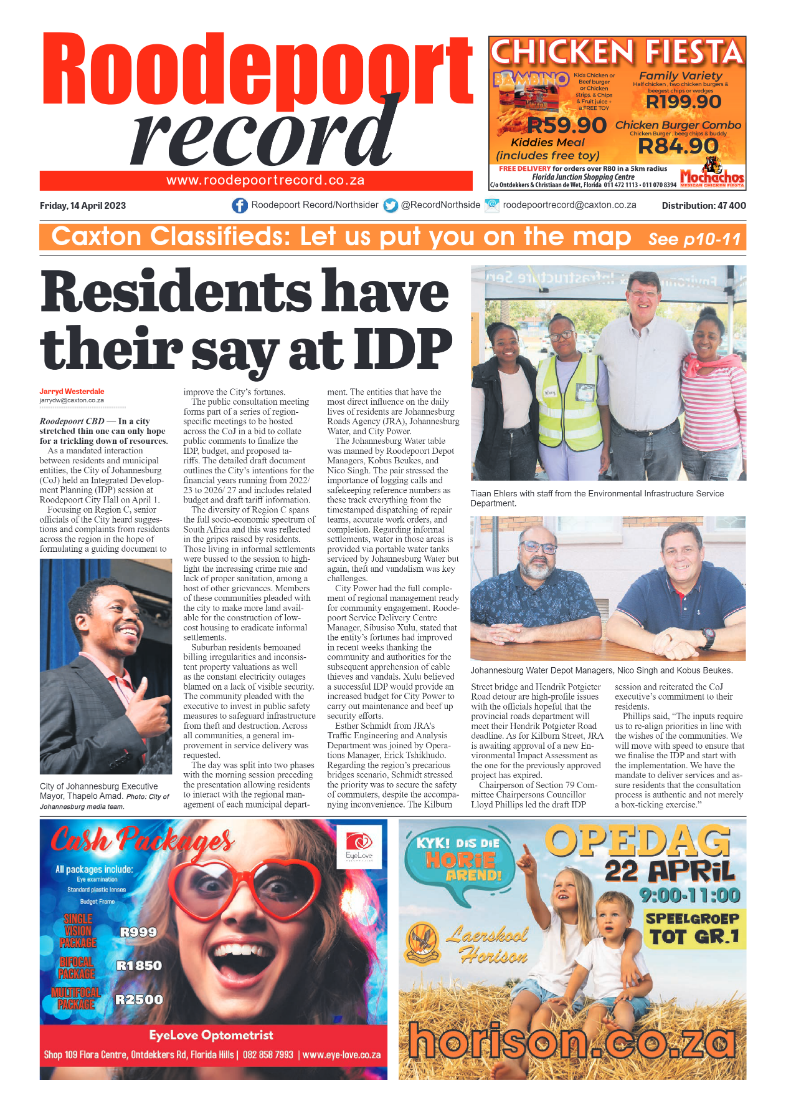 Roodepoort Record 14 April 2023 page 1
