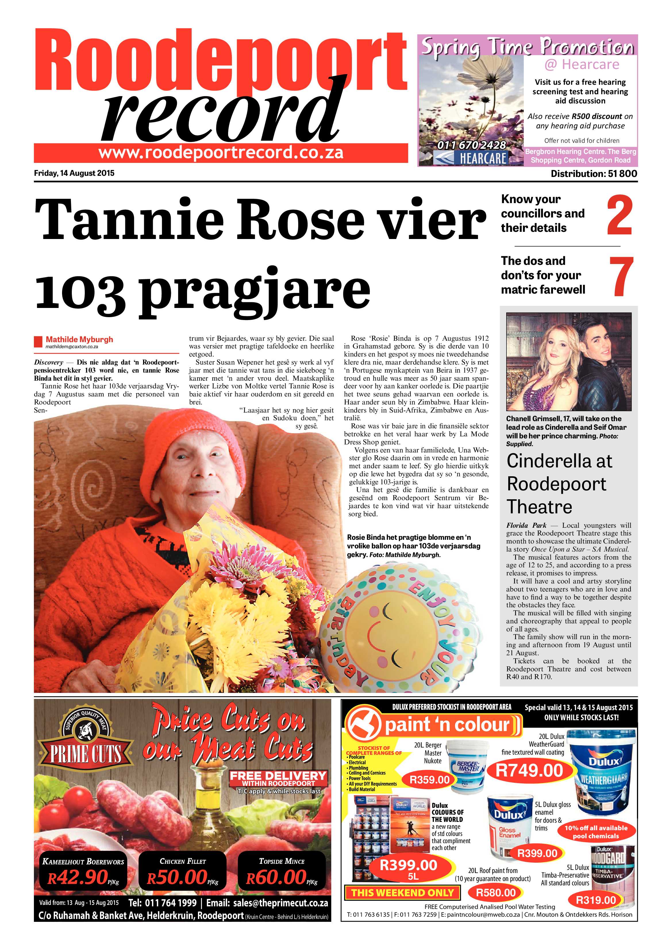 Roodepoort Record 14 August 2015 page 1