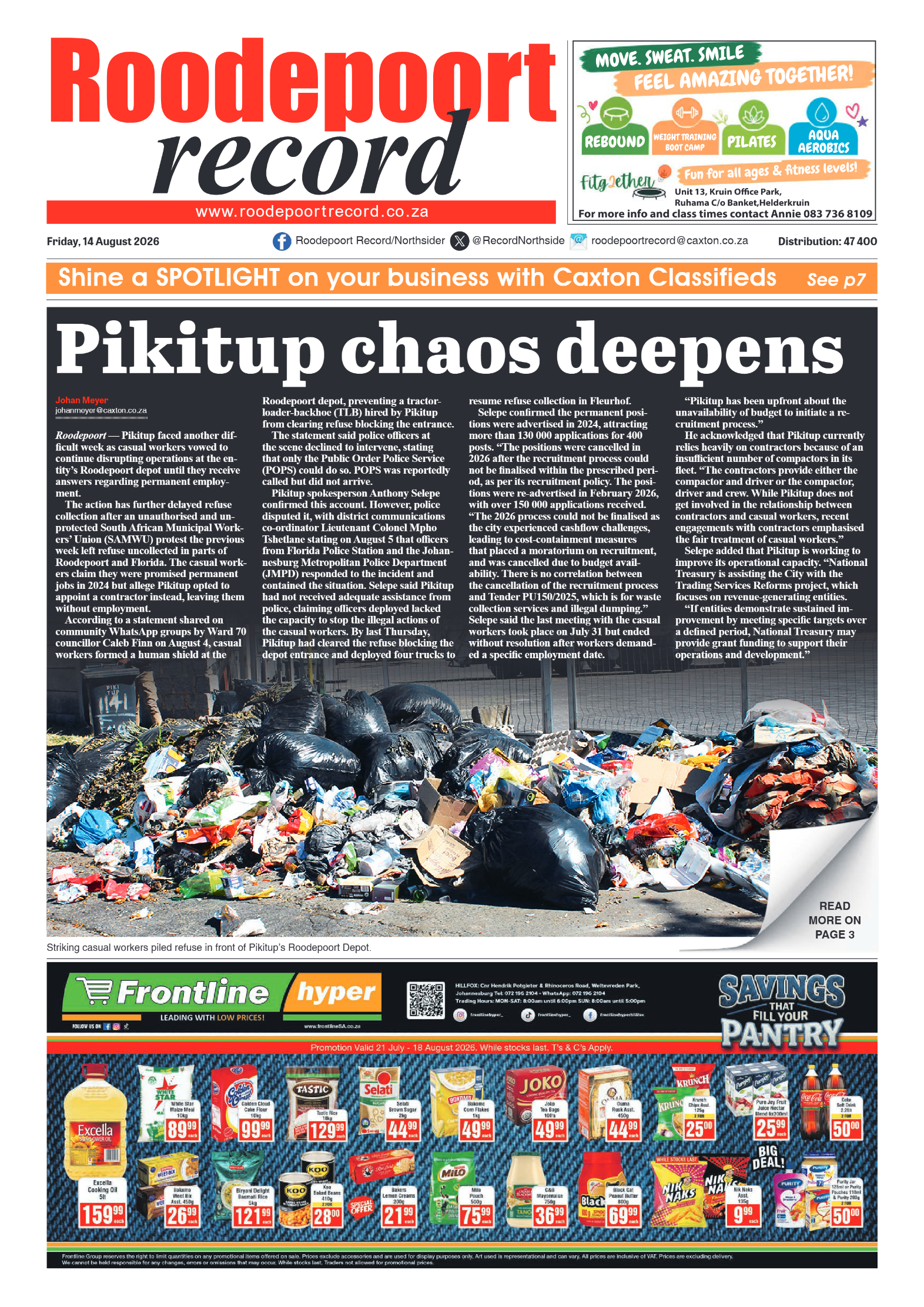 Roodepoort Record 14 August 2026 page 1