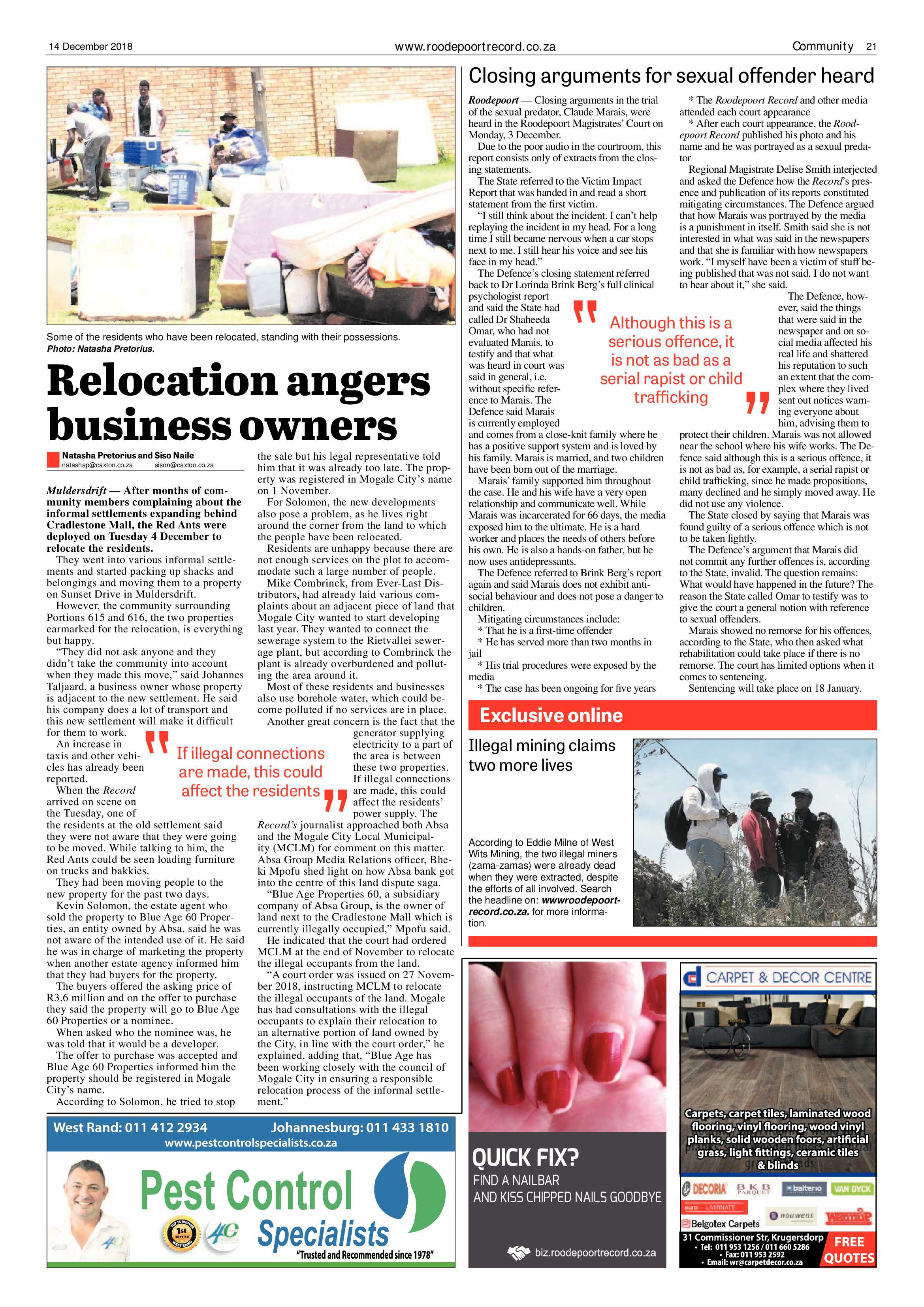 Roodepoort Record 14 December 2018 page 21