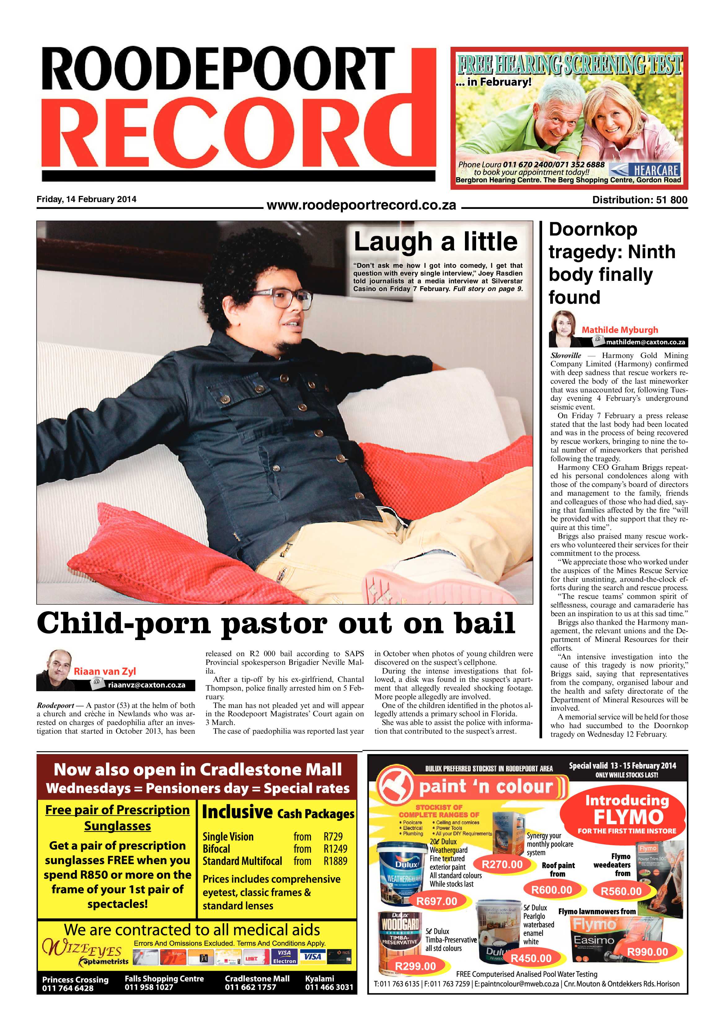 Roodepoort Record 14 February 2014 page 1