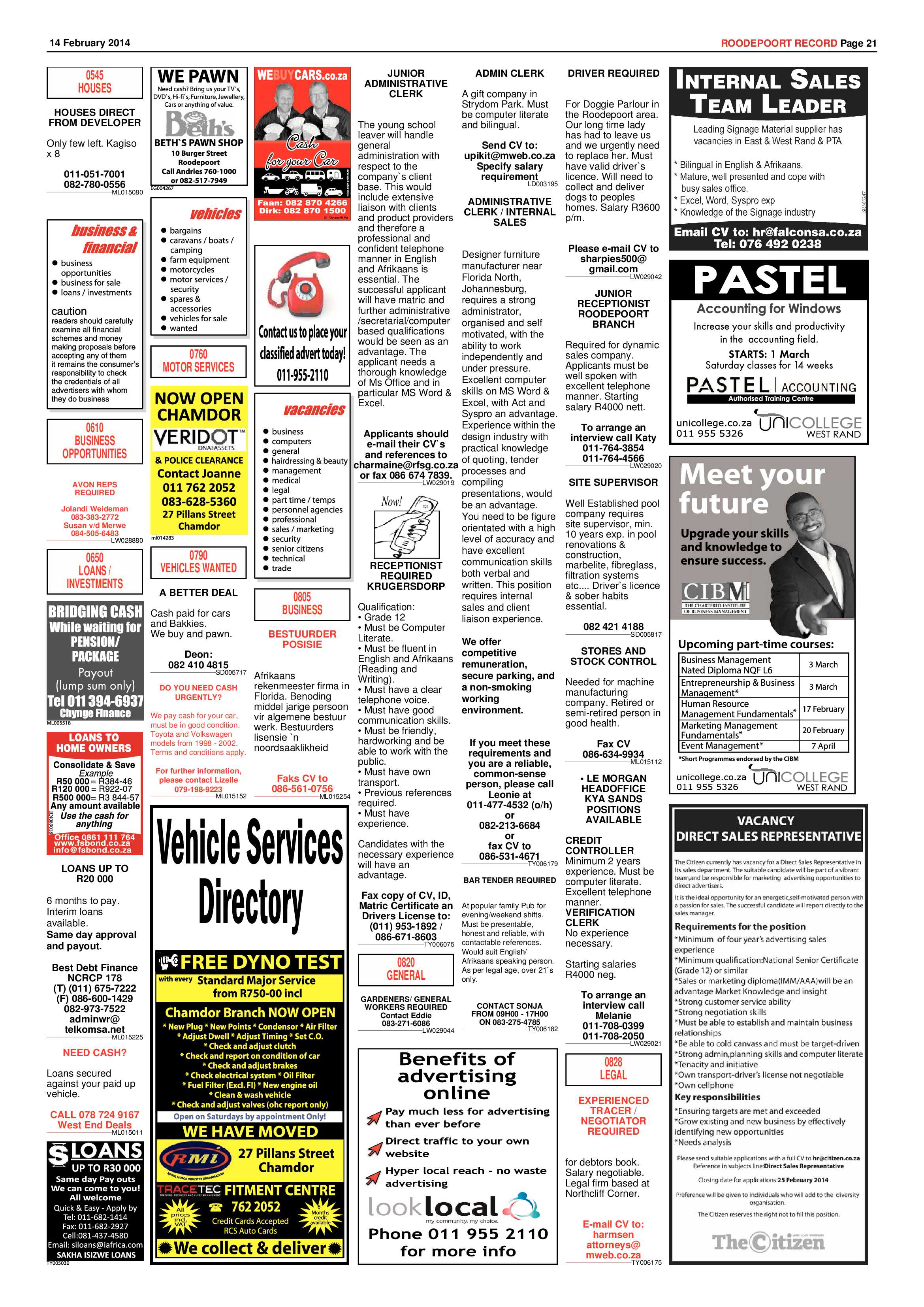 Roodepoort Record 14 February 2014 page 21