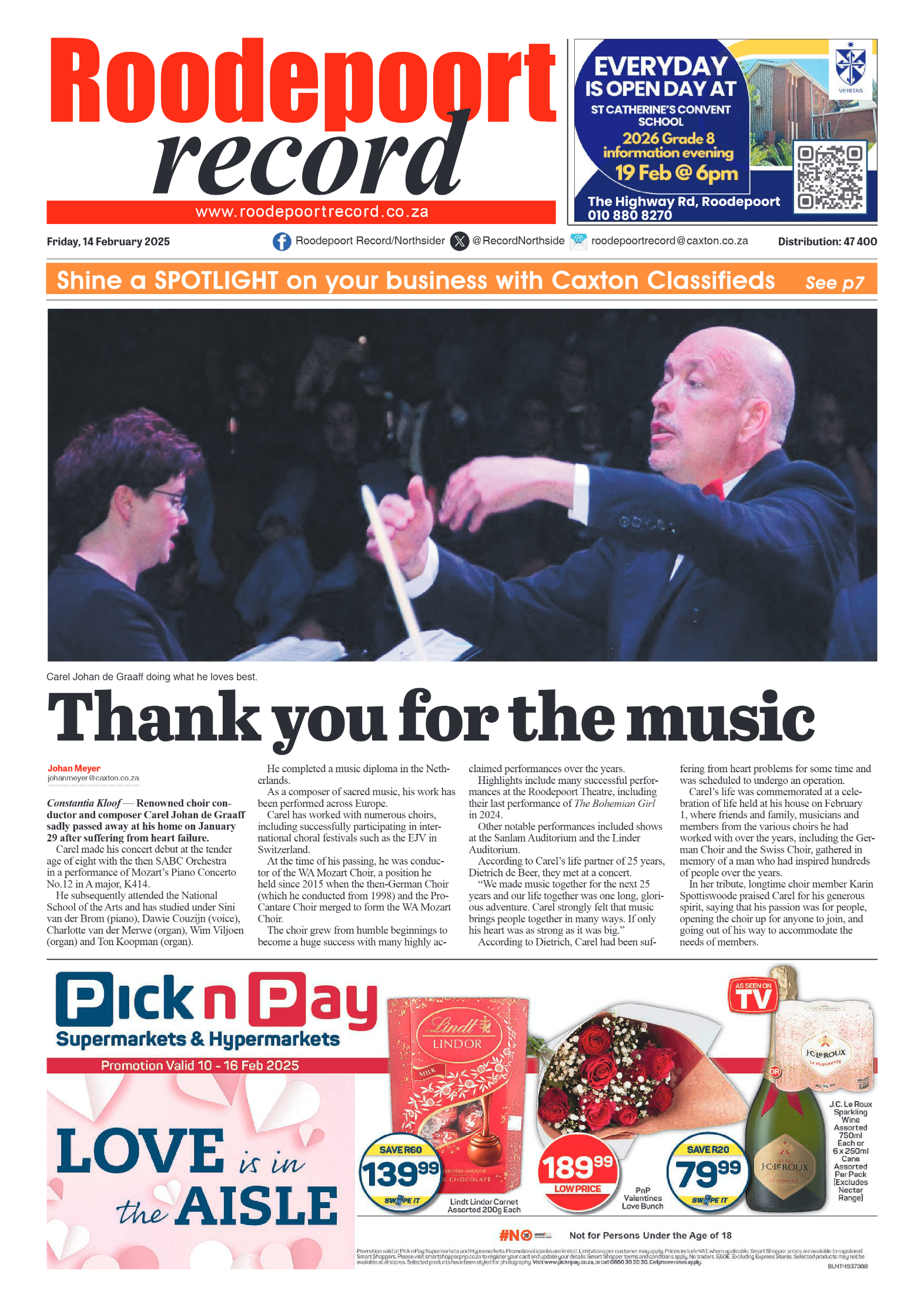 Roodepoort Record 14 February 2025 page 1