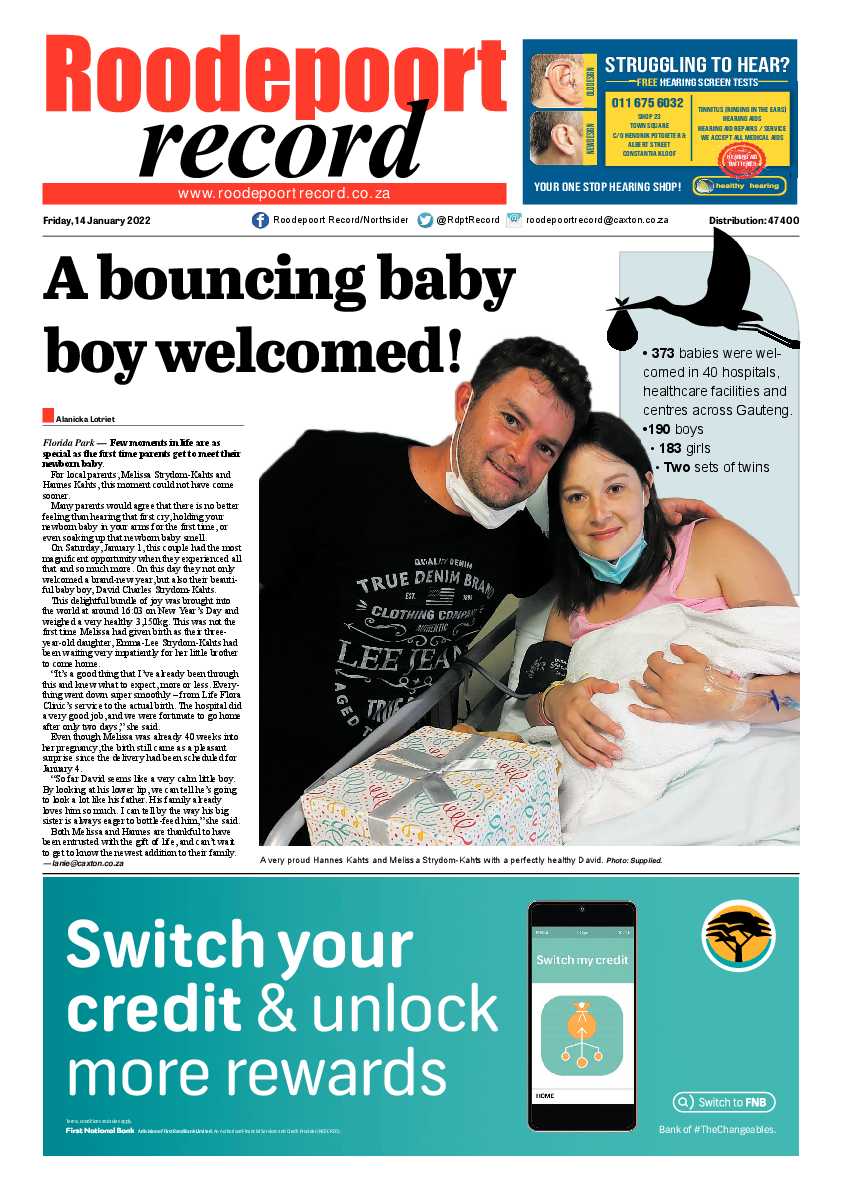 Roodepoort Record 14 January 2022 page 1