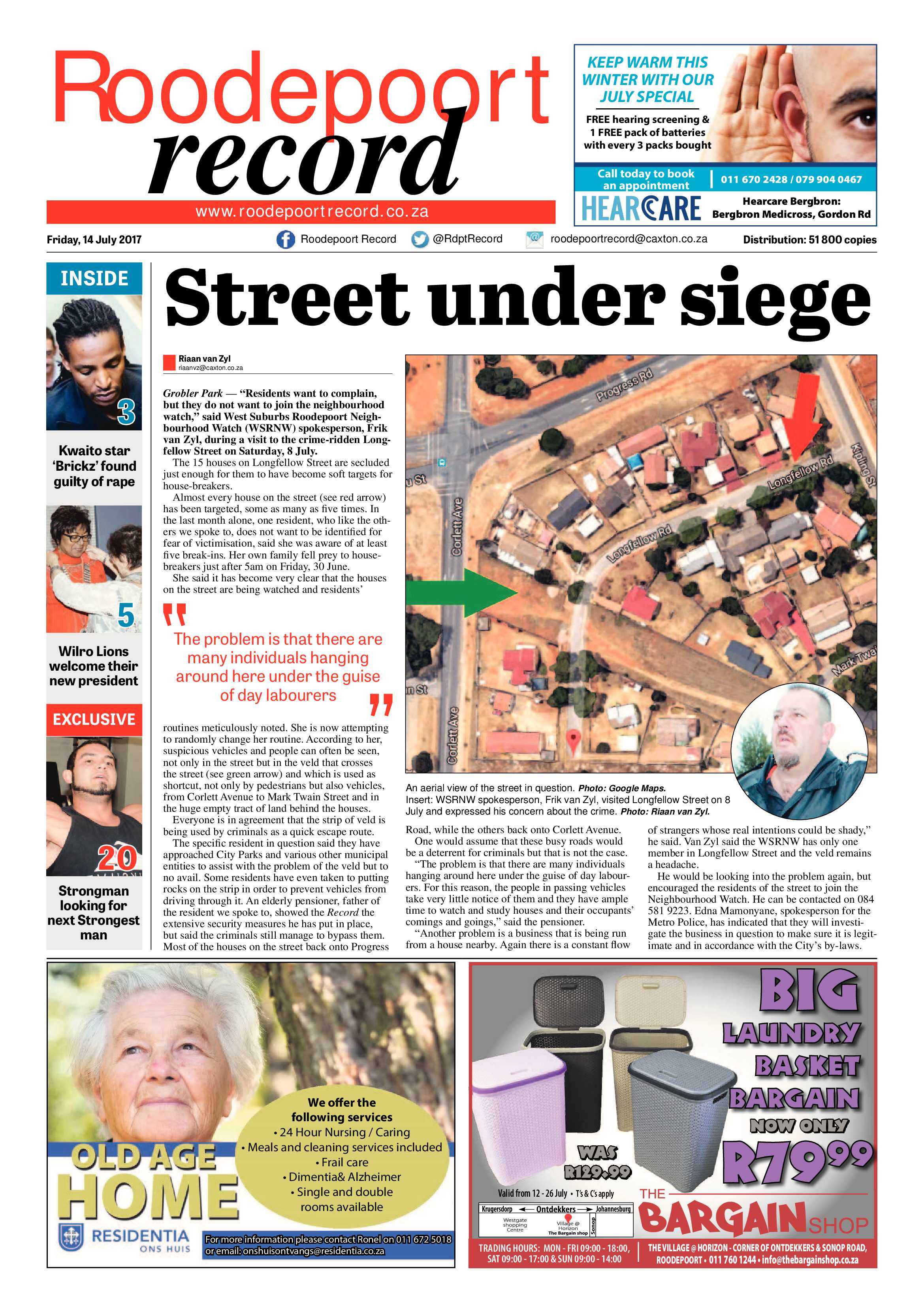 Roodepoort Record 14 July 2017 page 1