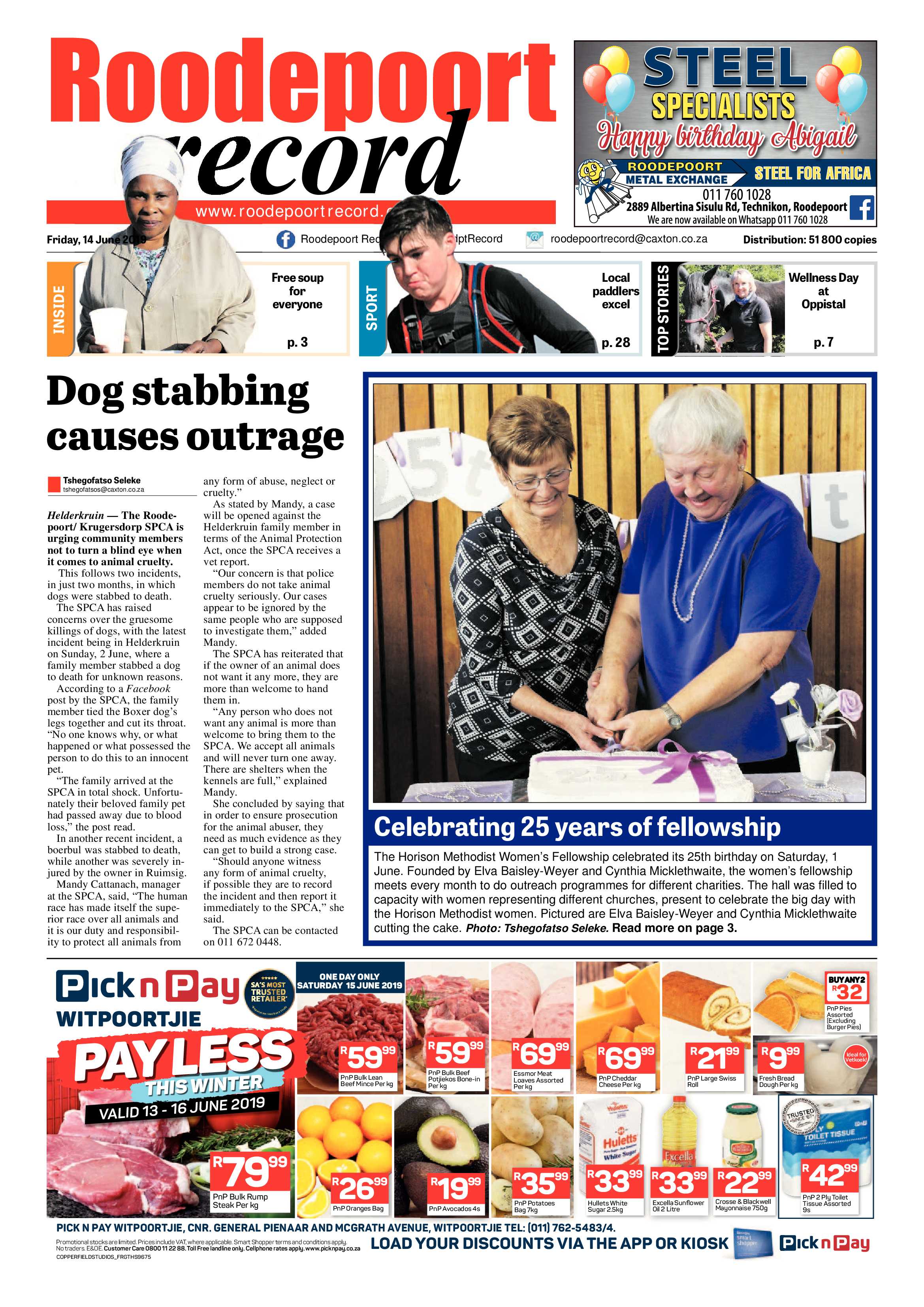 Roodepoort Record 14 June 2019 page 1