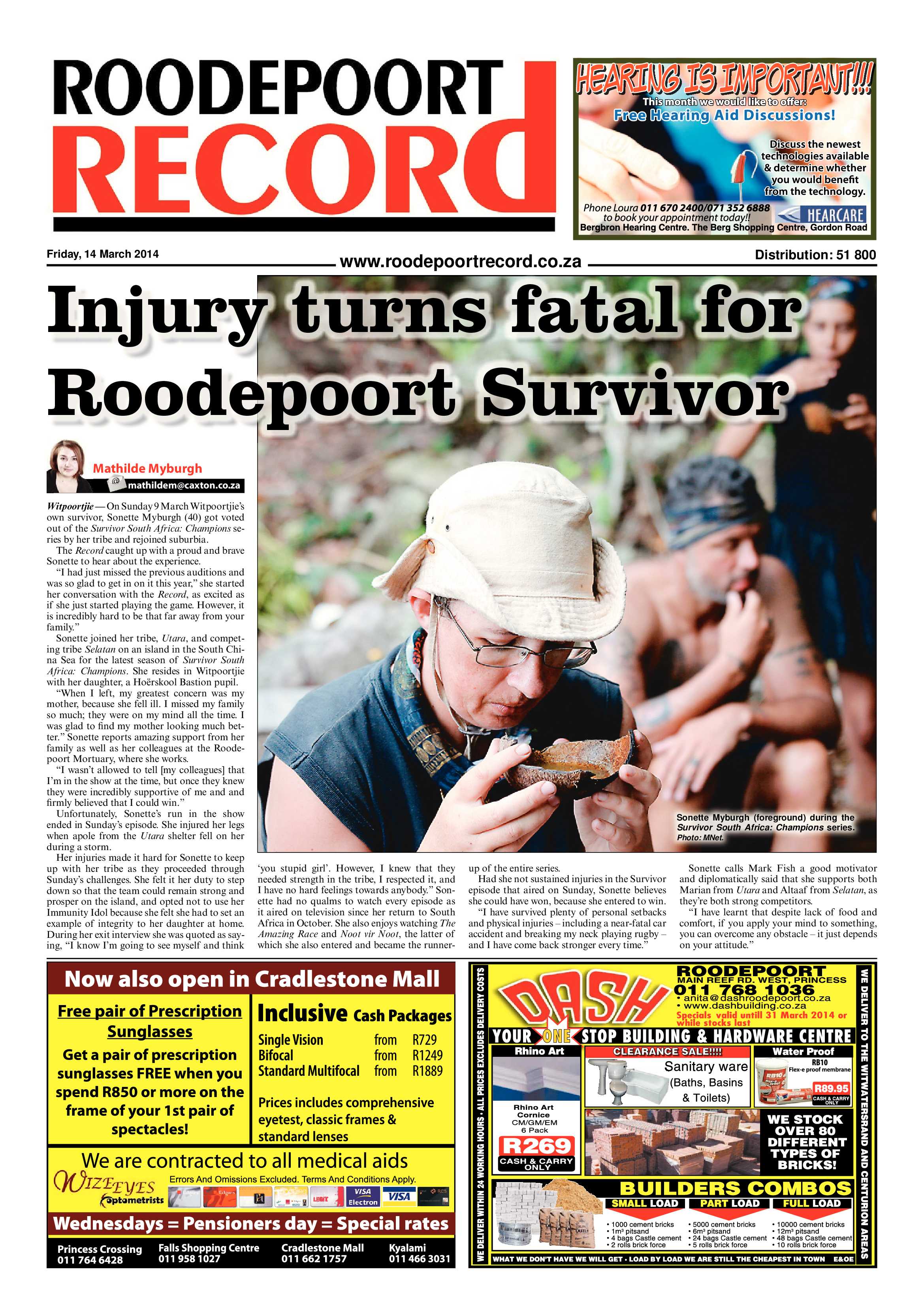 Roodepoort Record 14 March 2014 page 1