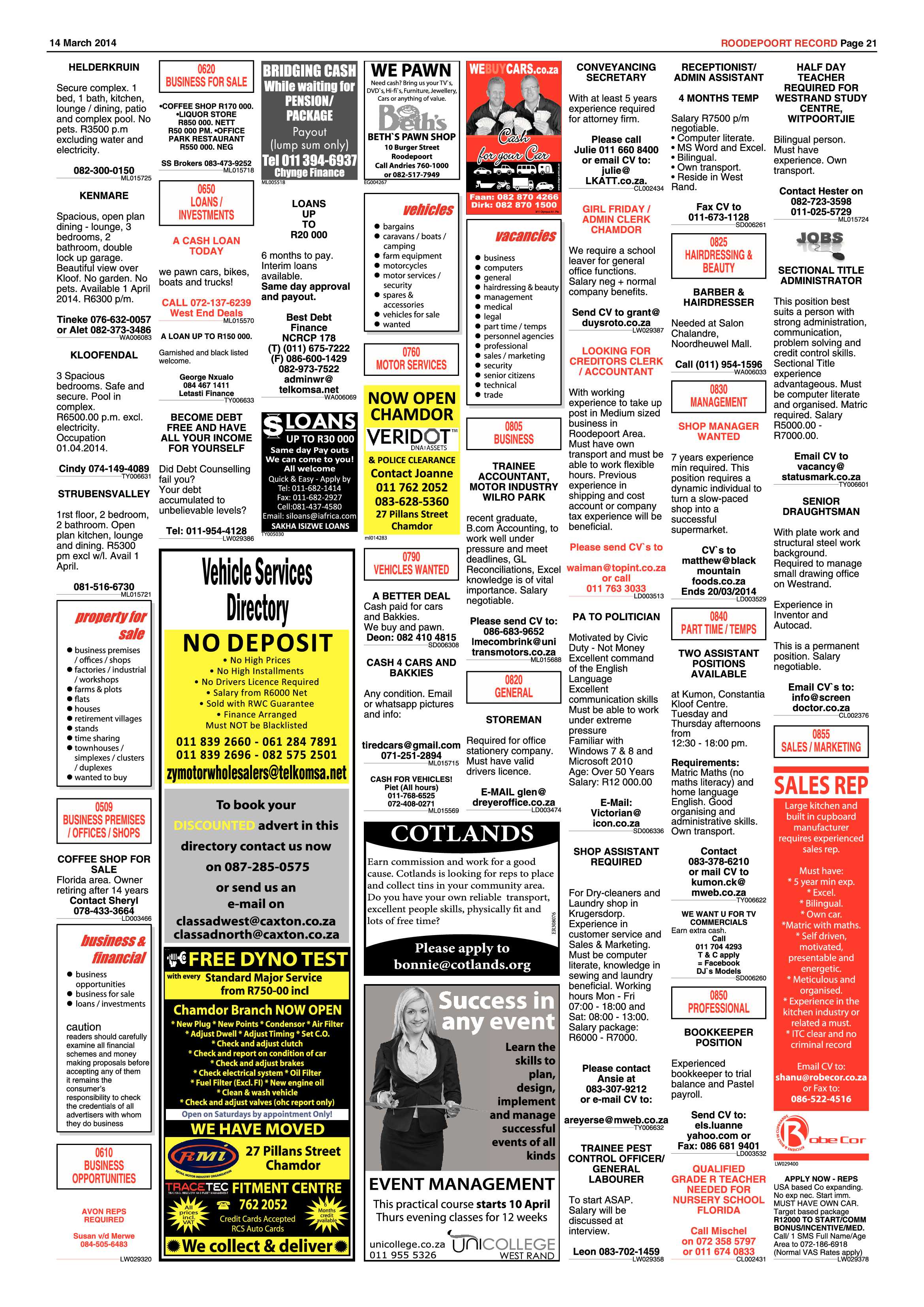 Roodepoort Record 14 March 2014 page 21
