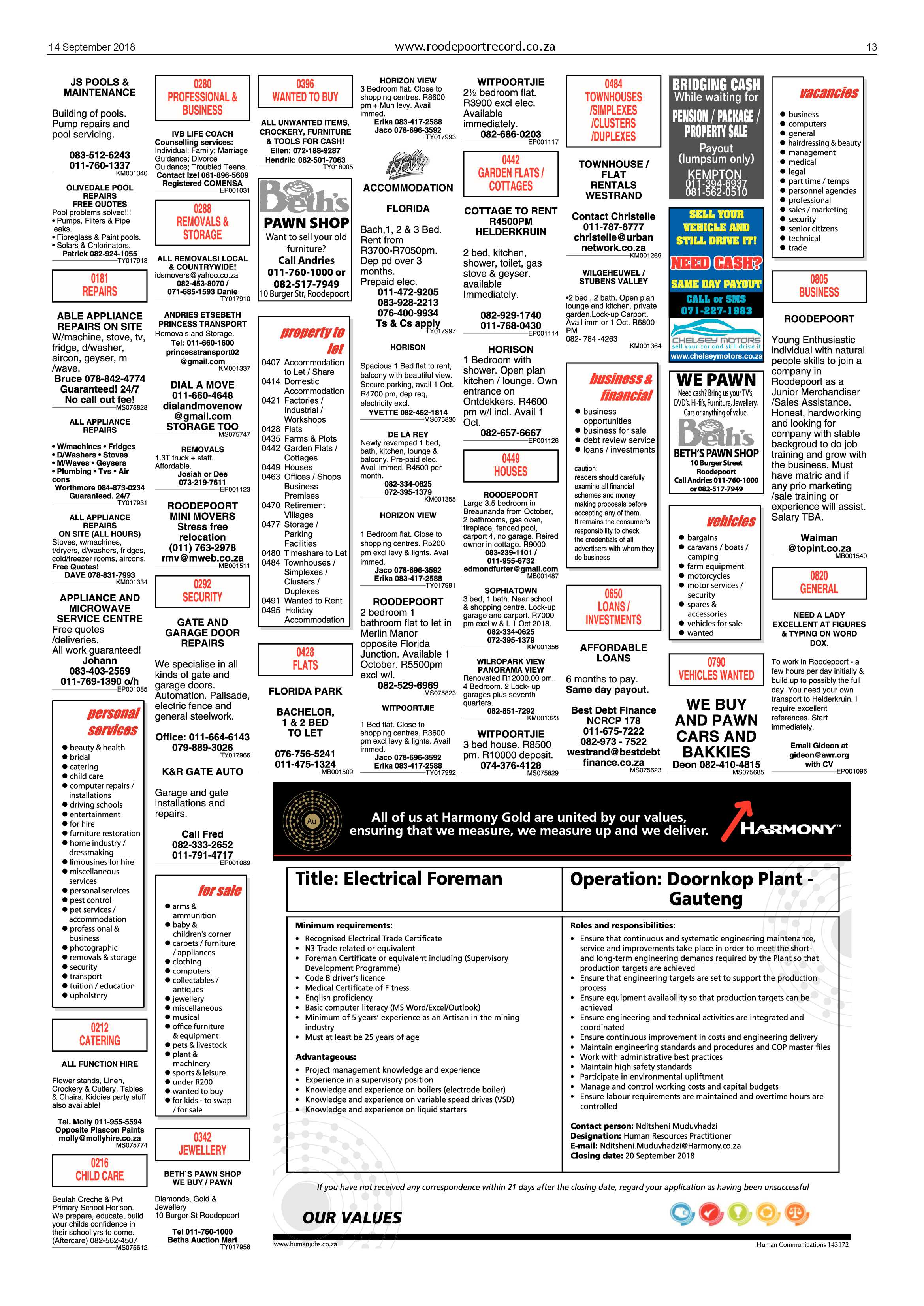 Roodepoort Record 14 September 2018 page 13