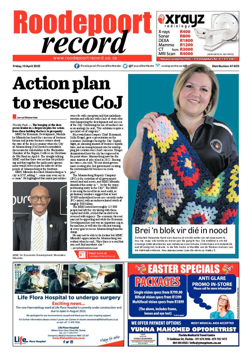 Roodepoort Record 15 April 2022 page 1
