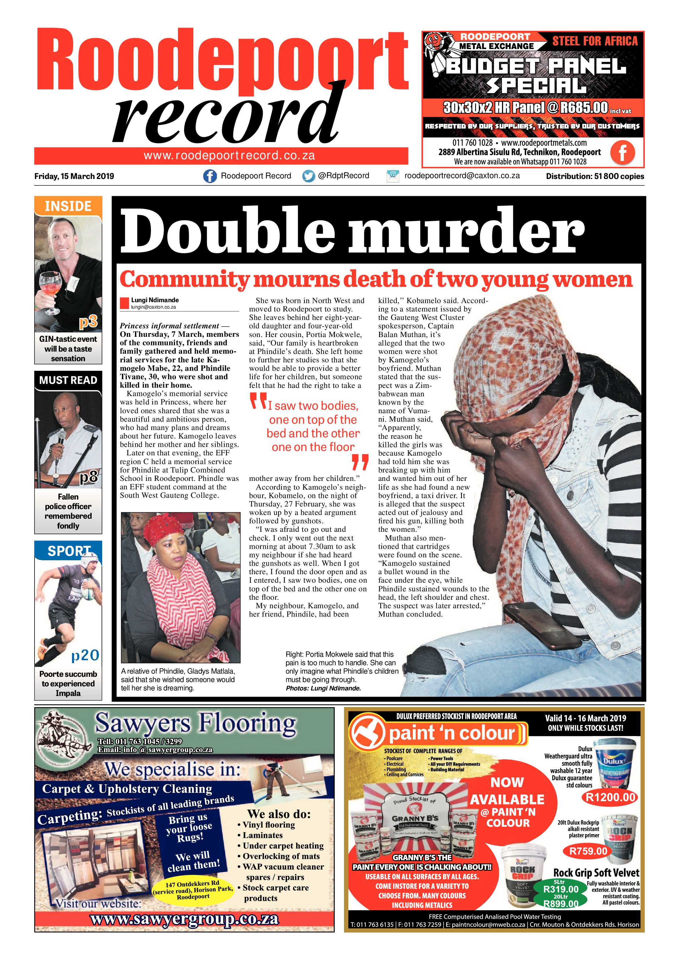 Roodepoort Record 15 March 2019 page 1