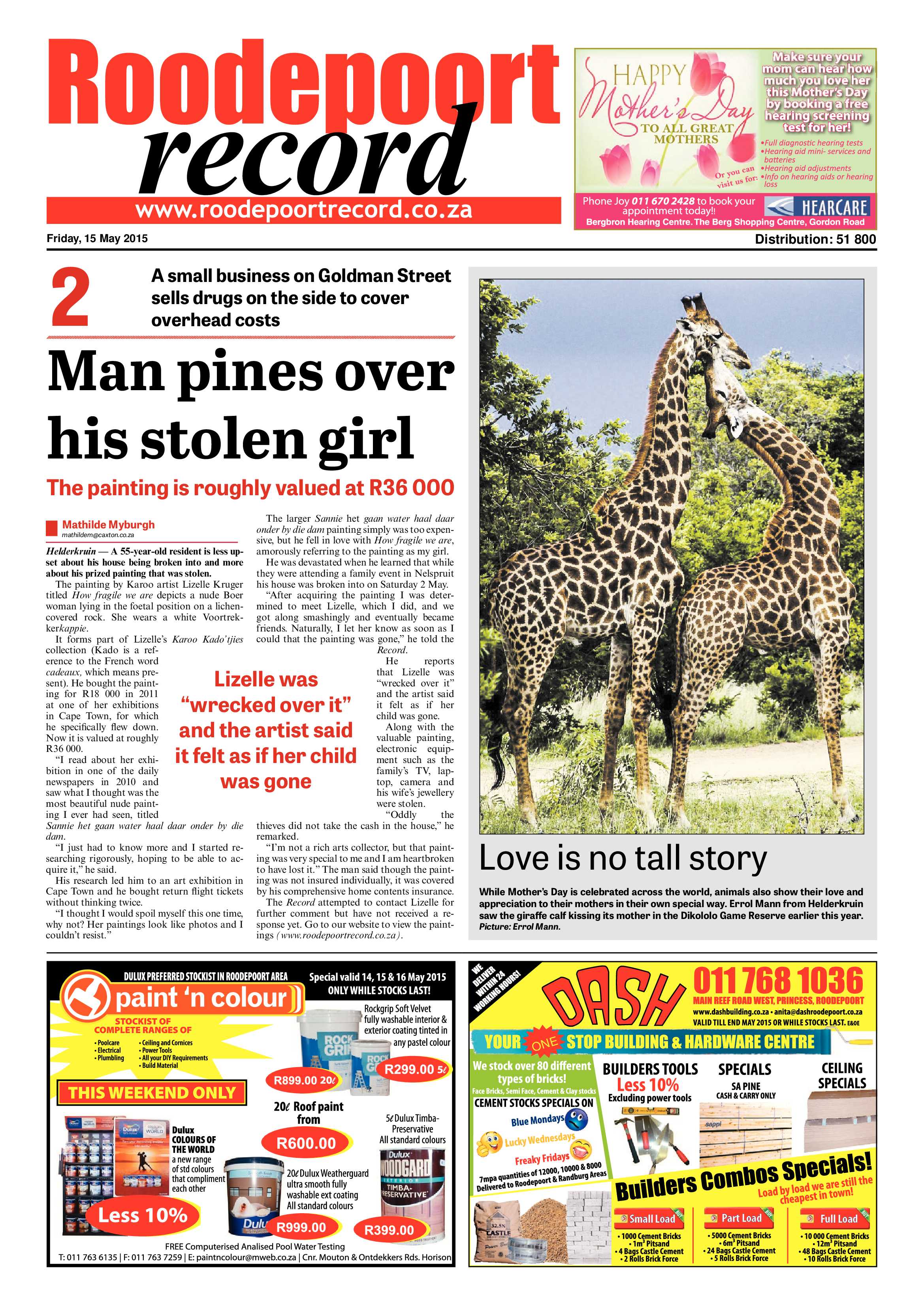 Roodepoort Record 15 May 2015 page 1