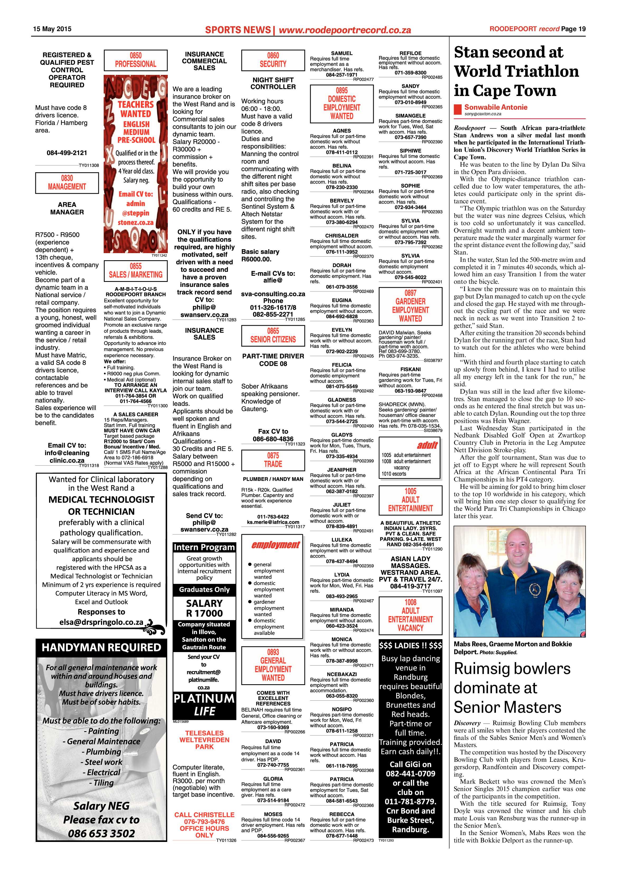 Roodepoort Record 15 May 2015 page 19