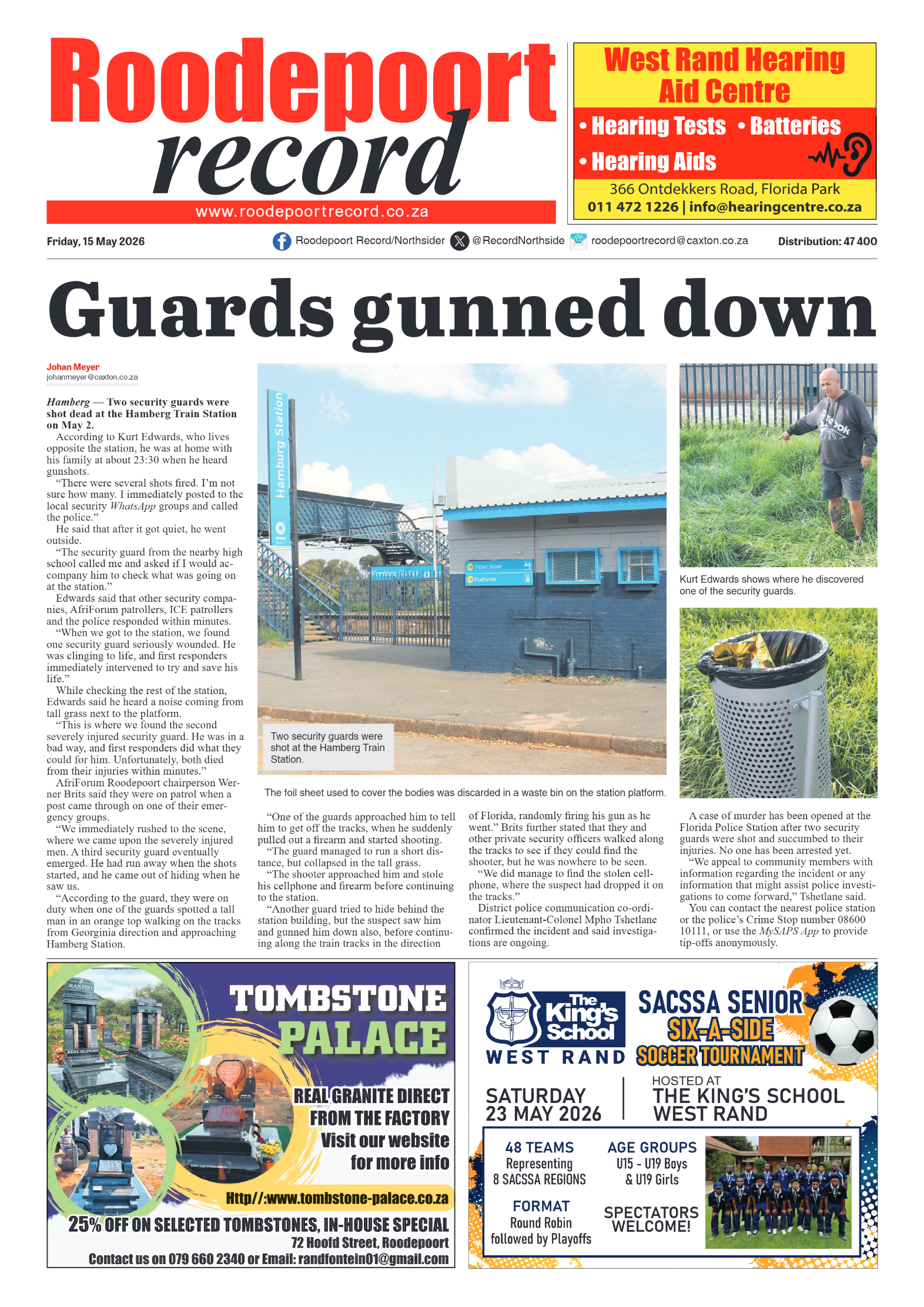 Roodepoort Record 15 May 2026 page 1