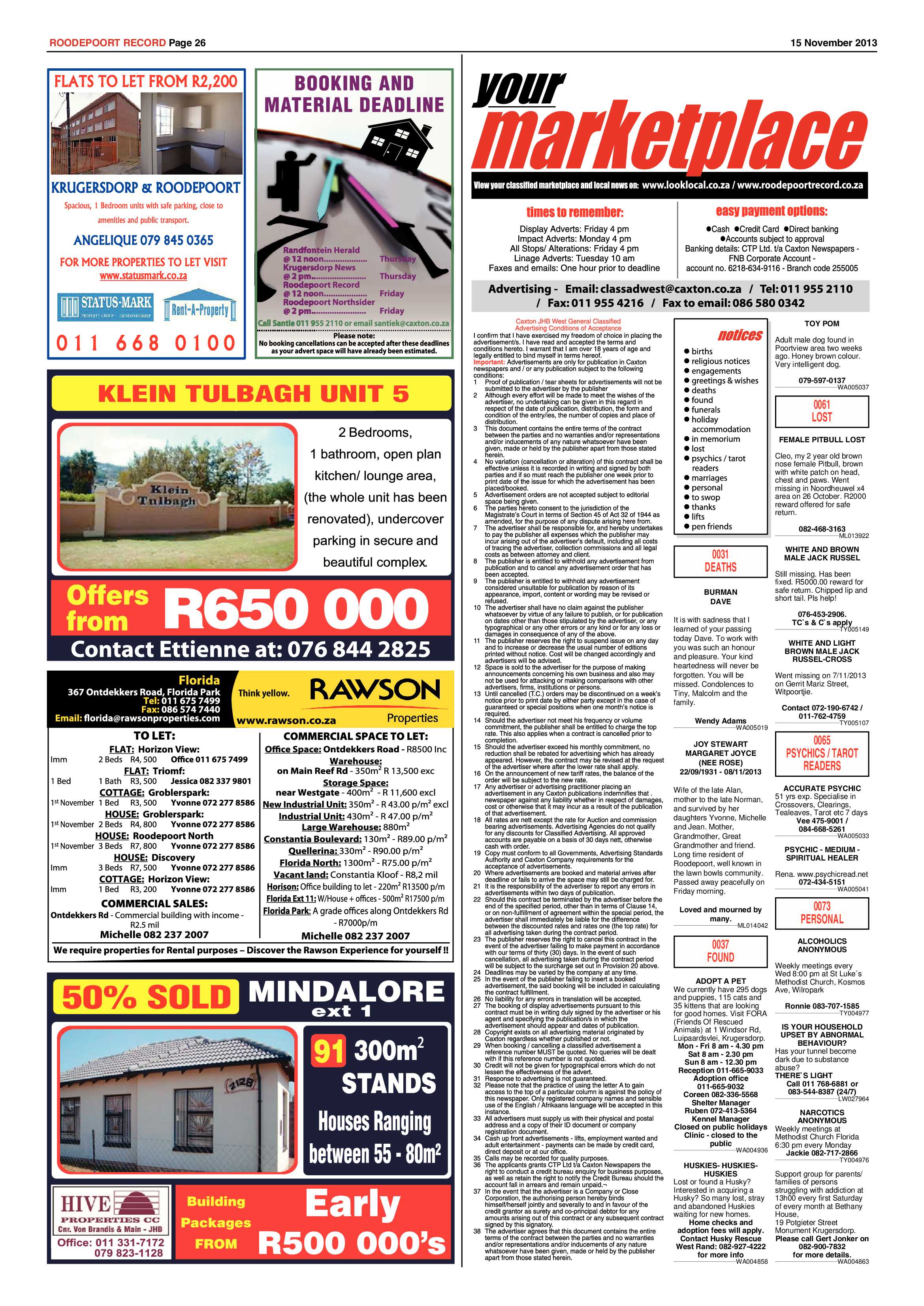 Roodepoort Record 15 November 2013 page 26