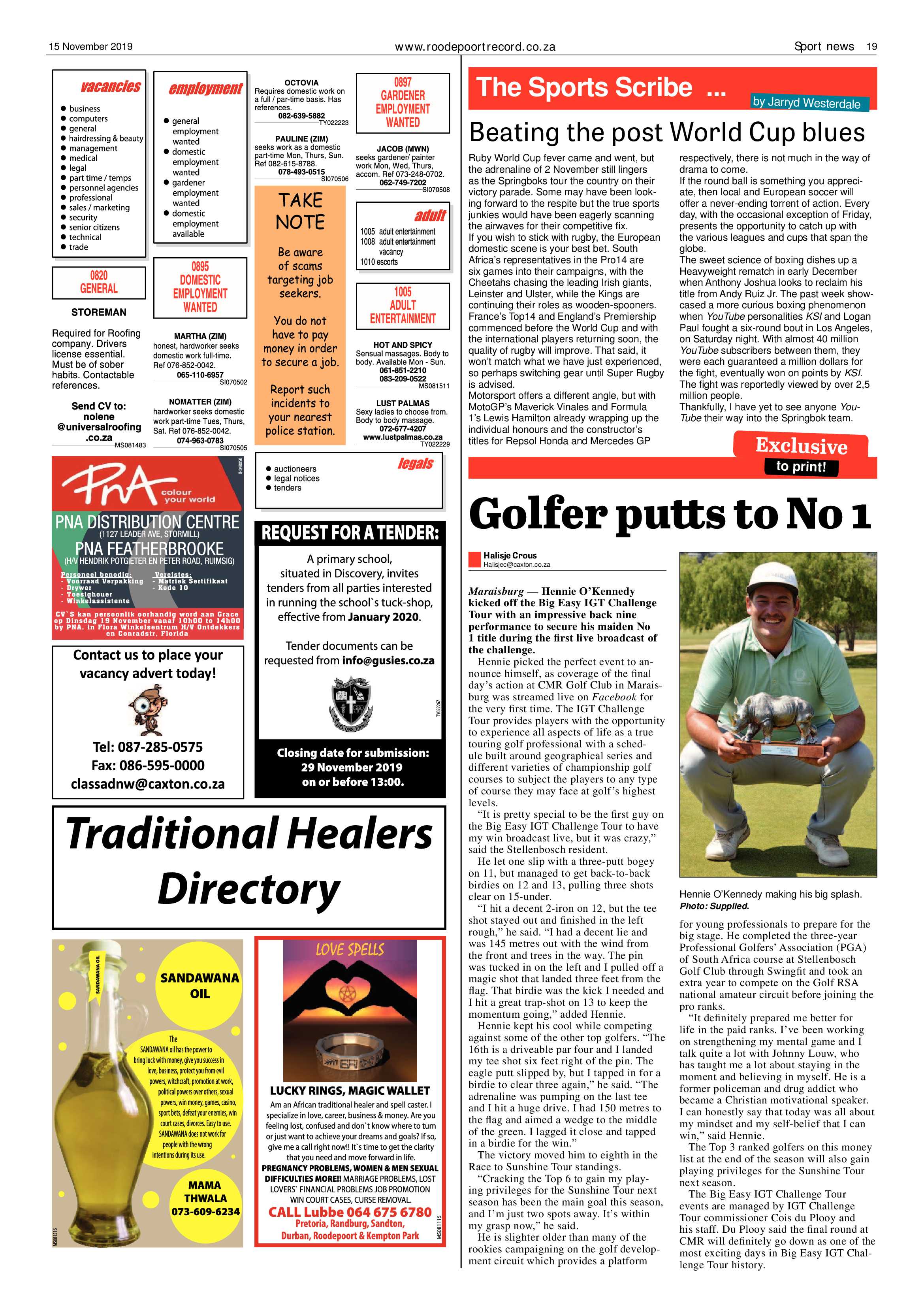 Roodepoort Record 15 November 2019 page 19