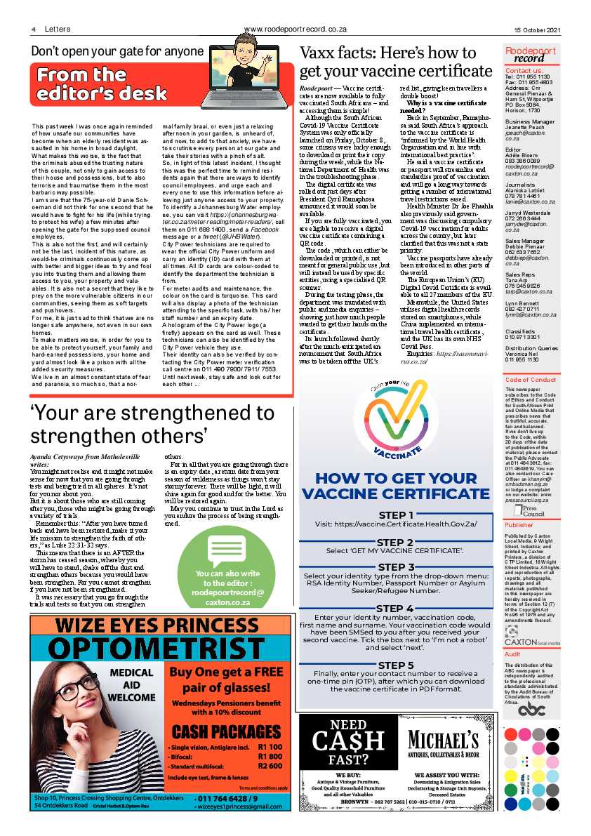 Roodepoort Record 15 October 2021 page 4