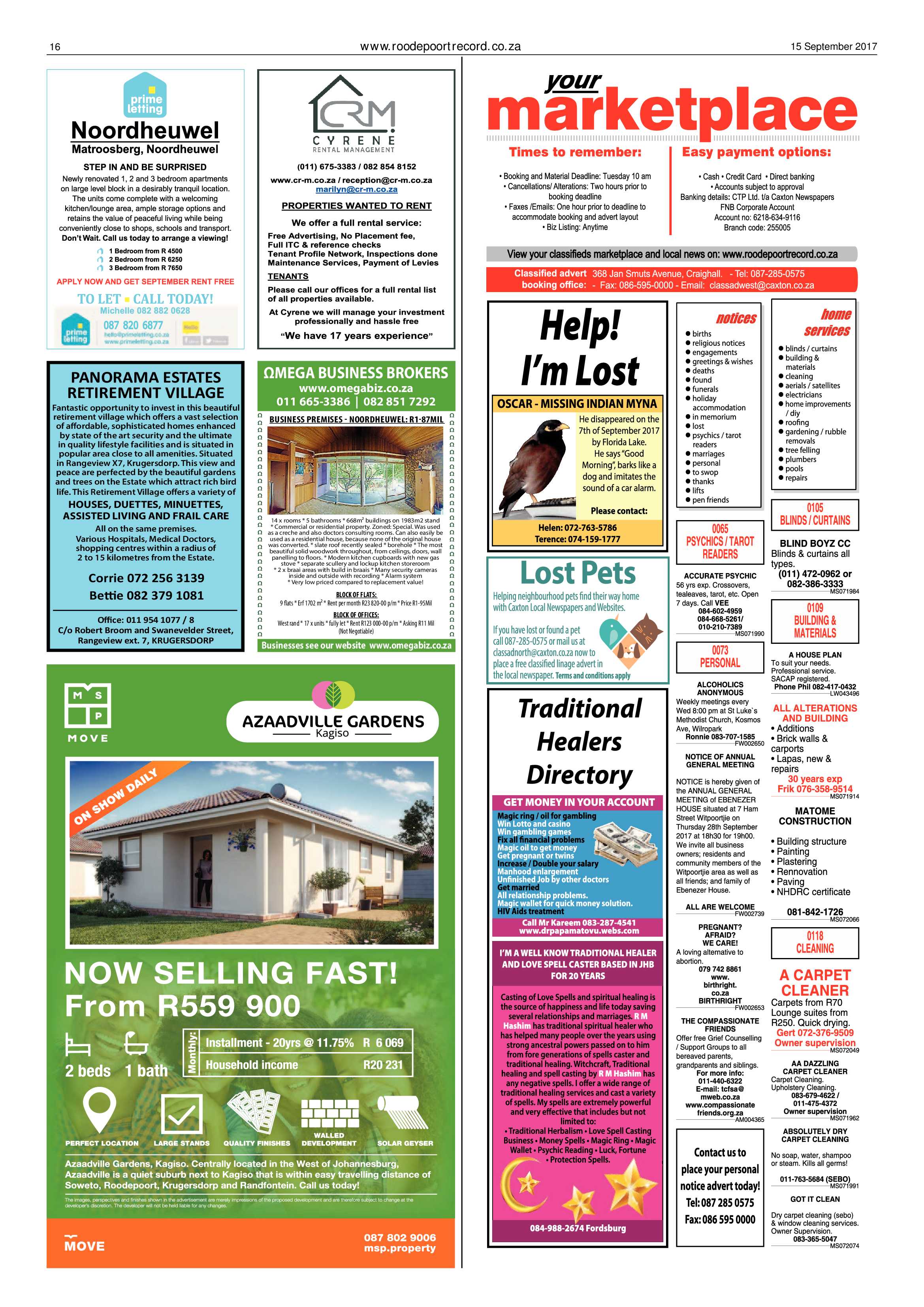 Roodepoort Record 15 September 2017 page 16