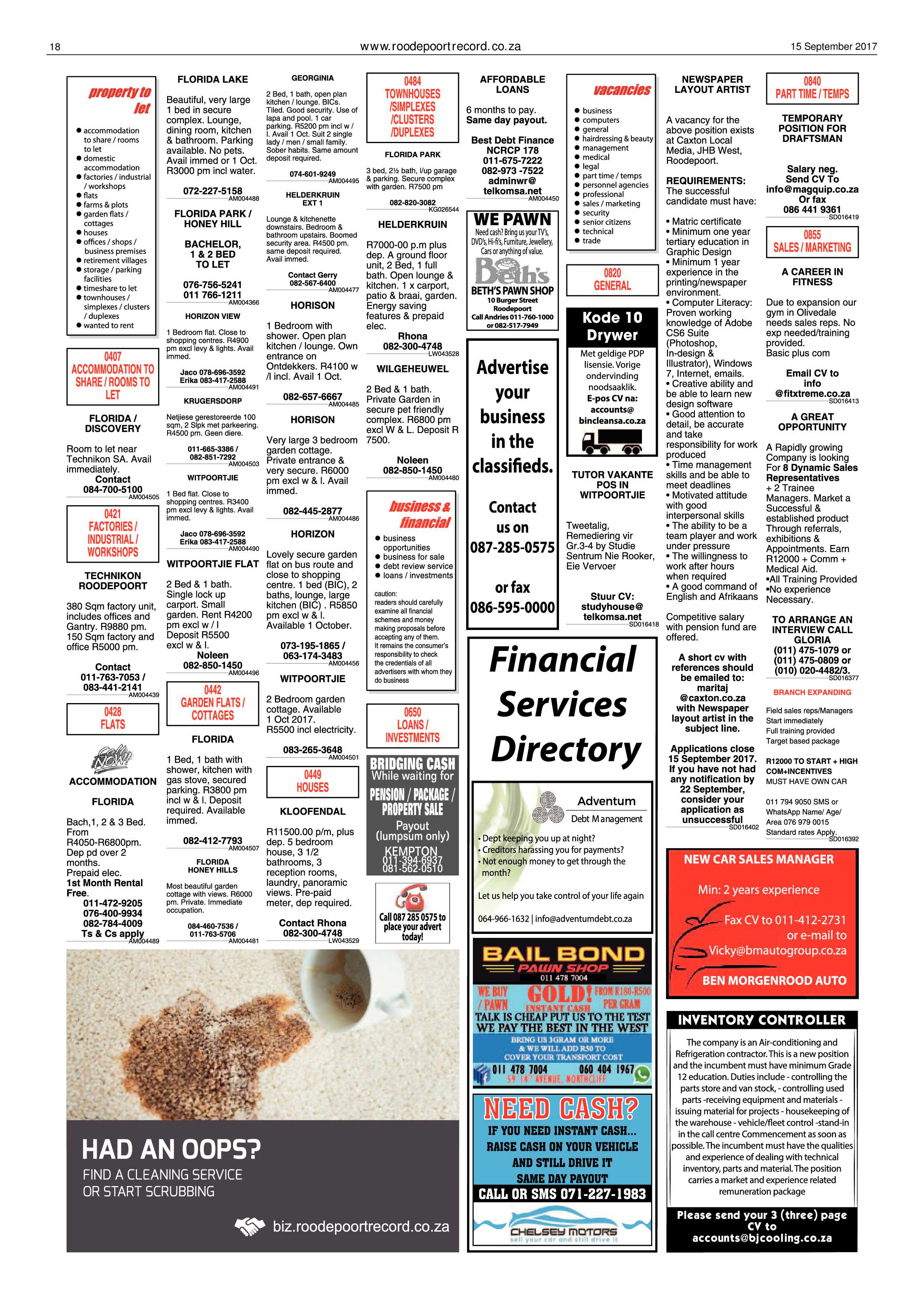 Roodepoort Record 15 September 2017 page 18