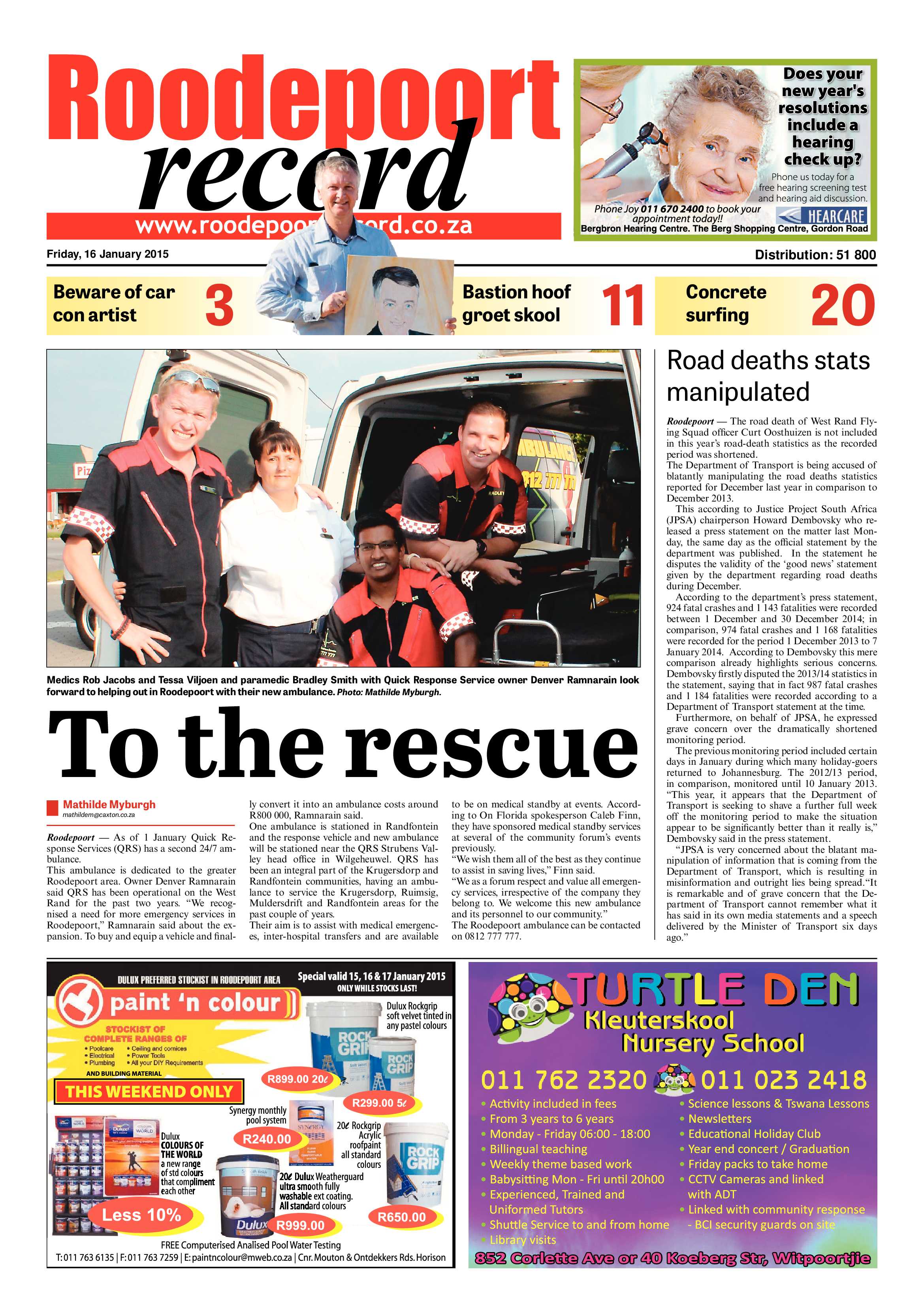 Roodepoort Record 16 January 2015 page 1