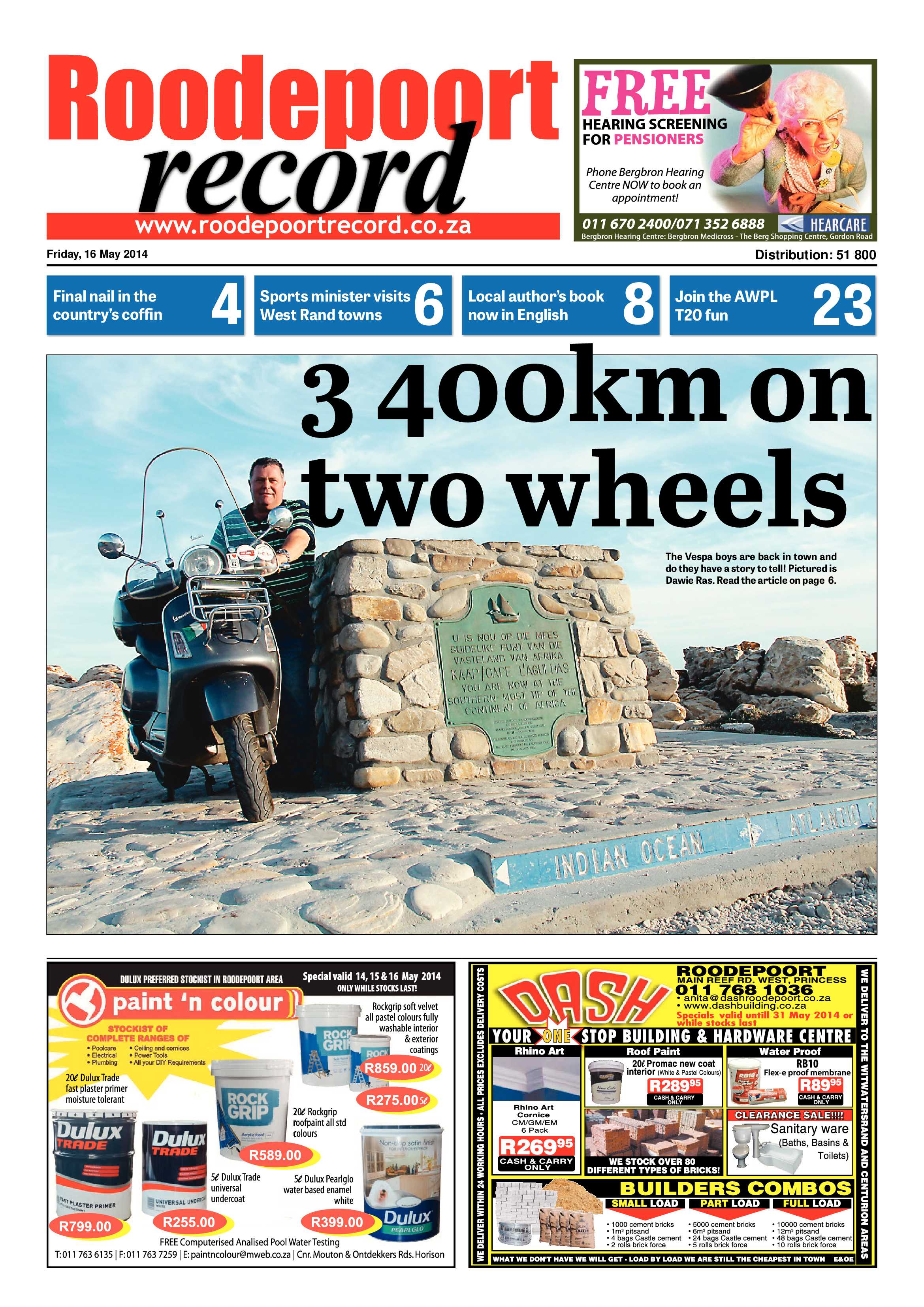 Roodepoort Record 16 May 2014 page 1