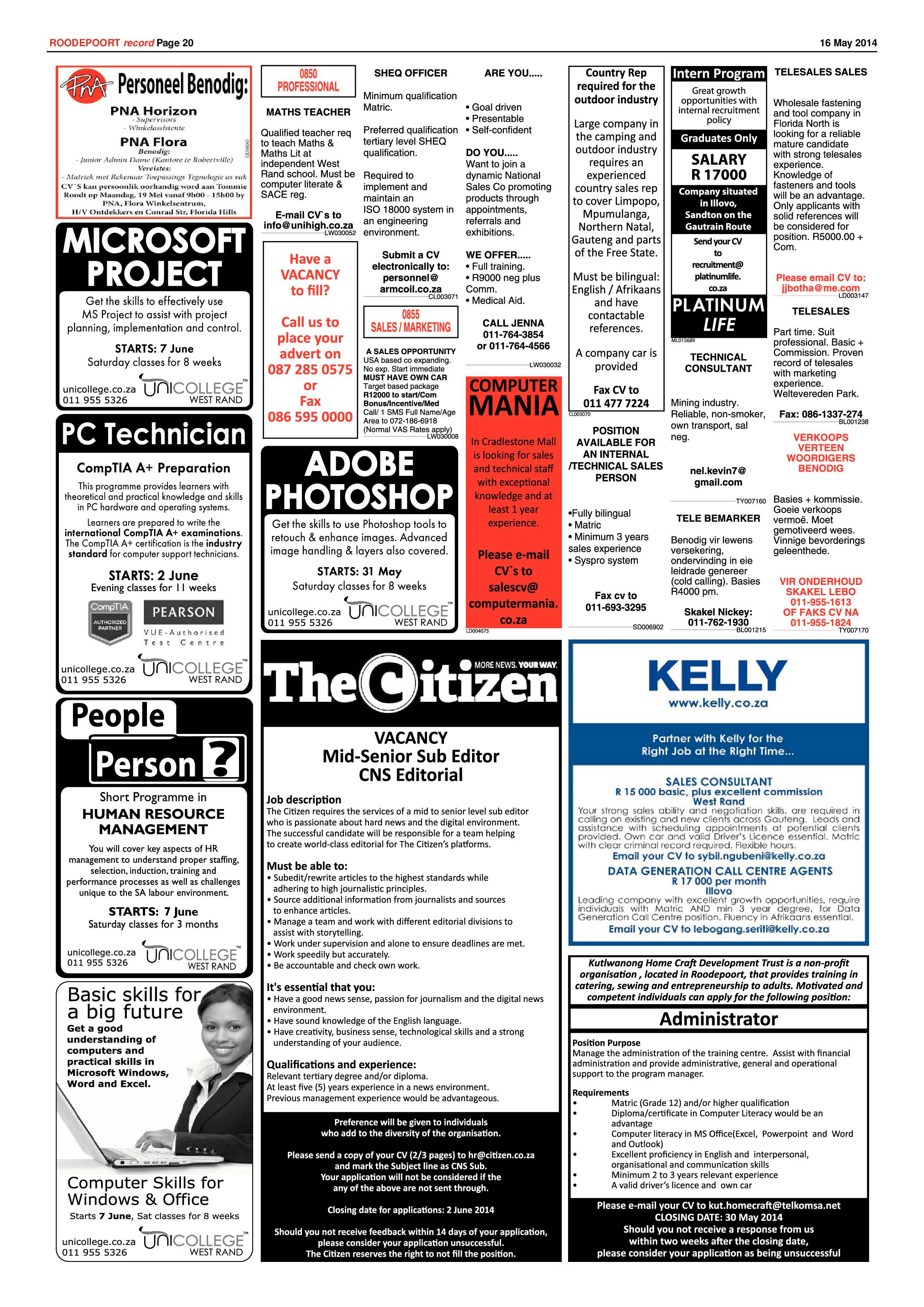 Roodepoort Record 16 May 2014 page 20