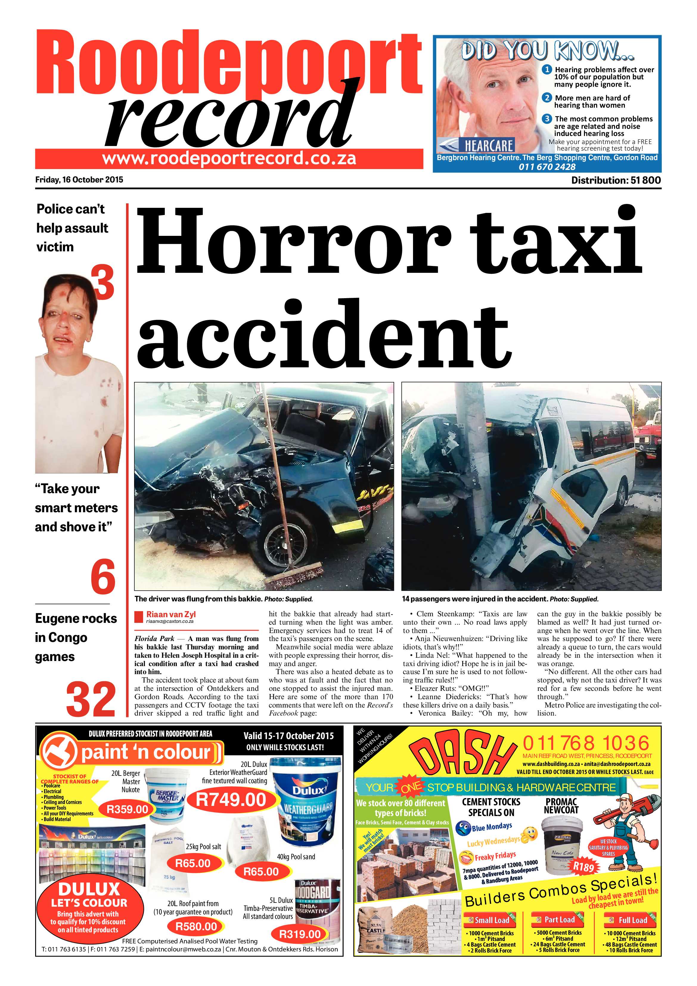 Roodepoort Record 16 October 2015 page 1