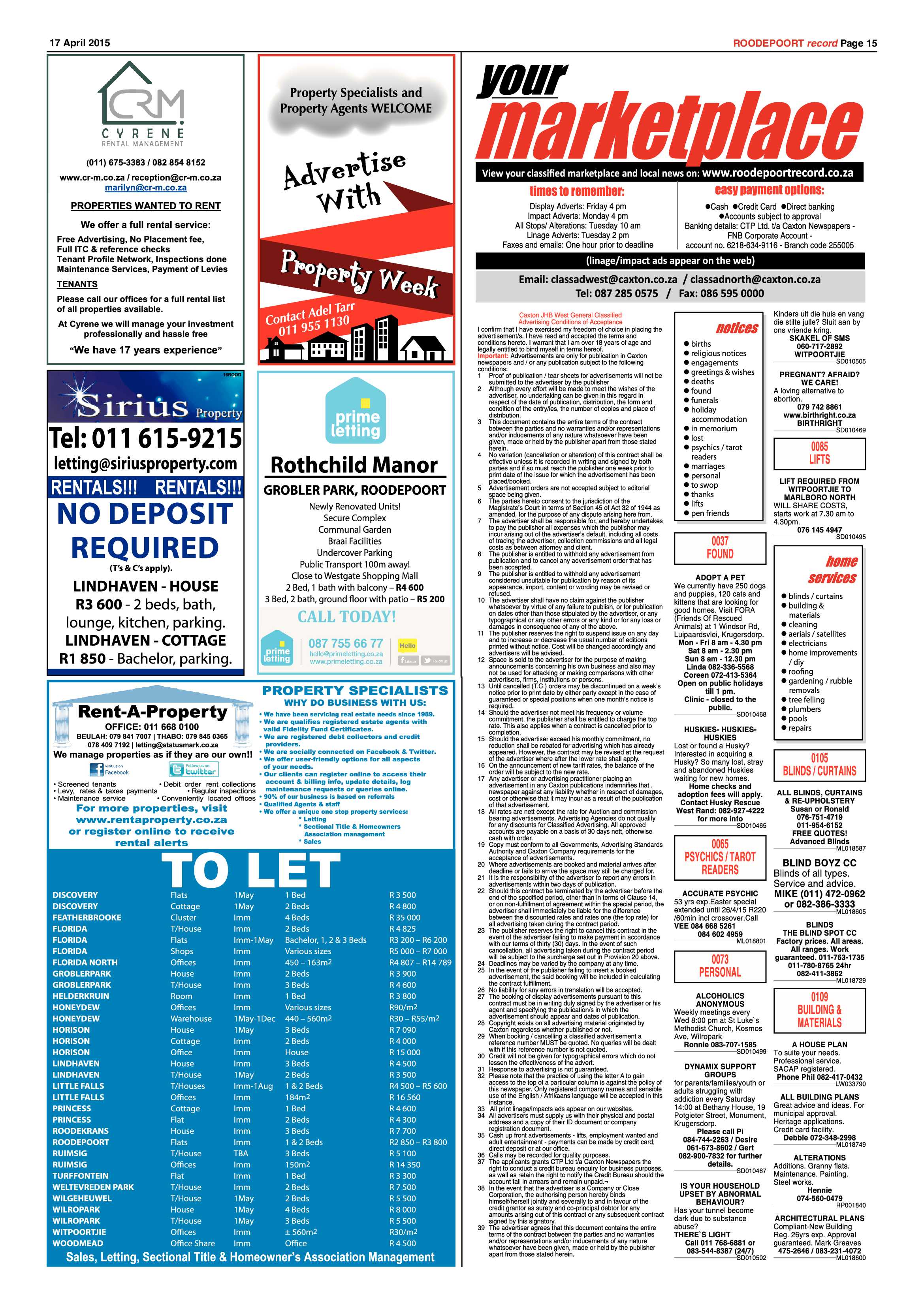 Roodepoort Record 17 April 2015 page 15