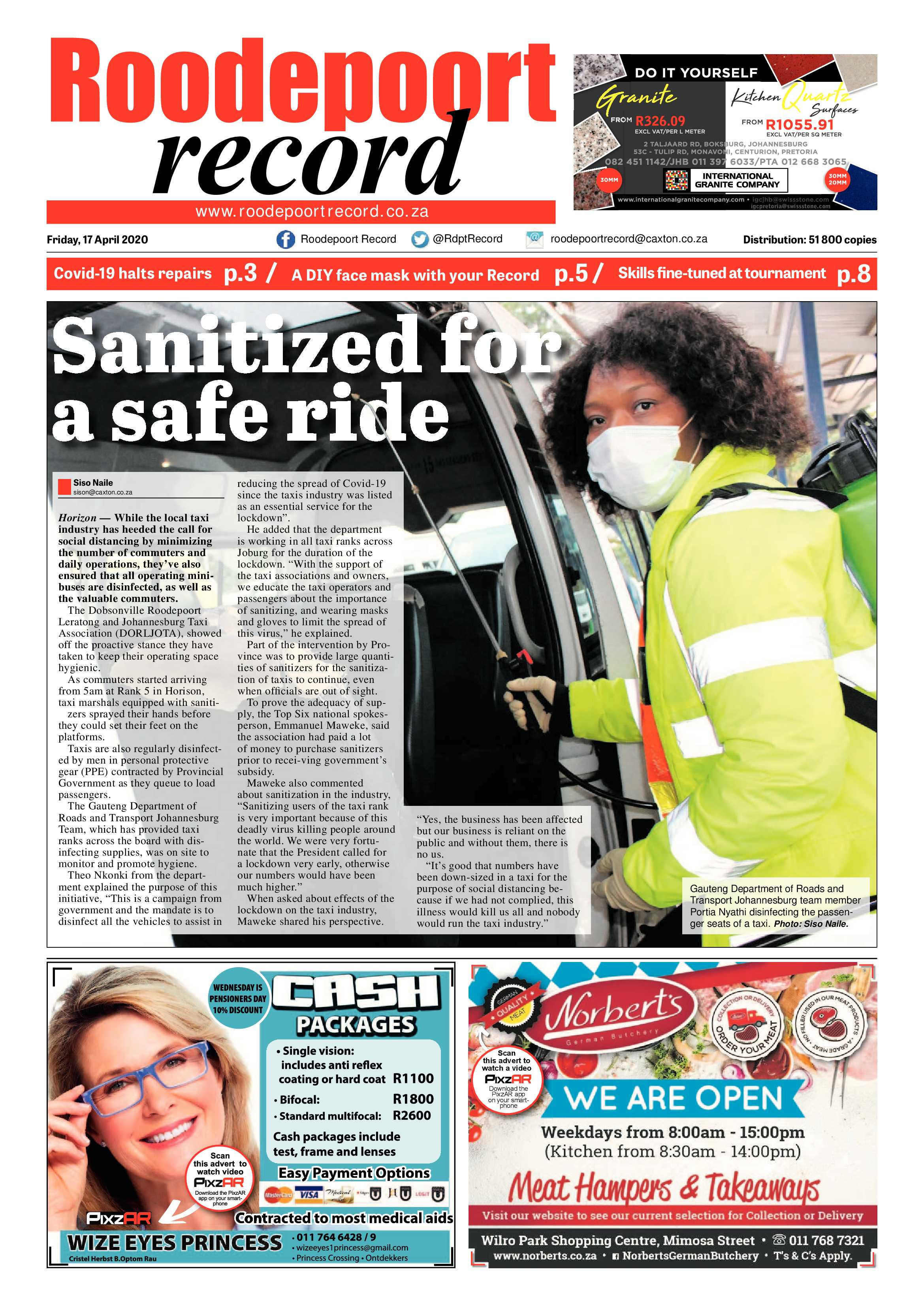 Roodepoort Record 17 April 2020 page 1