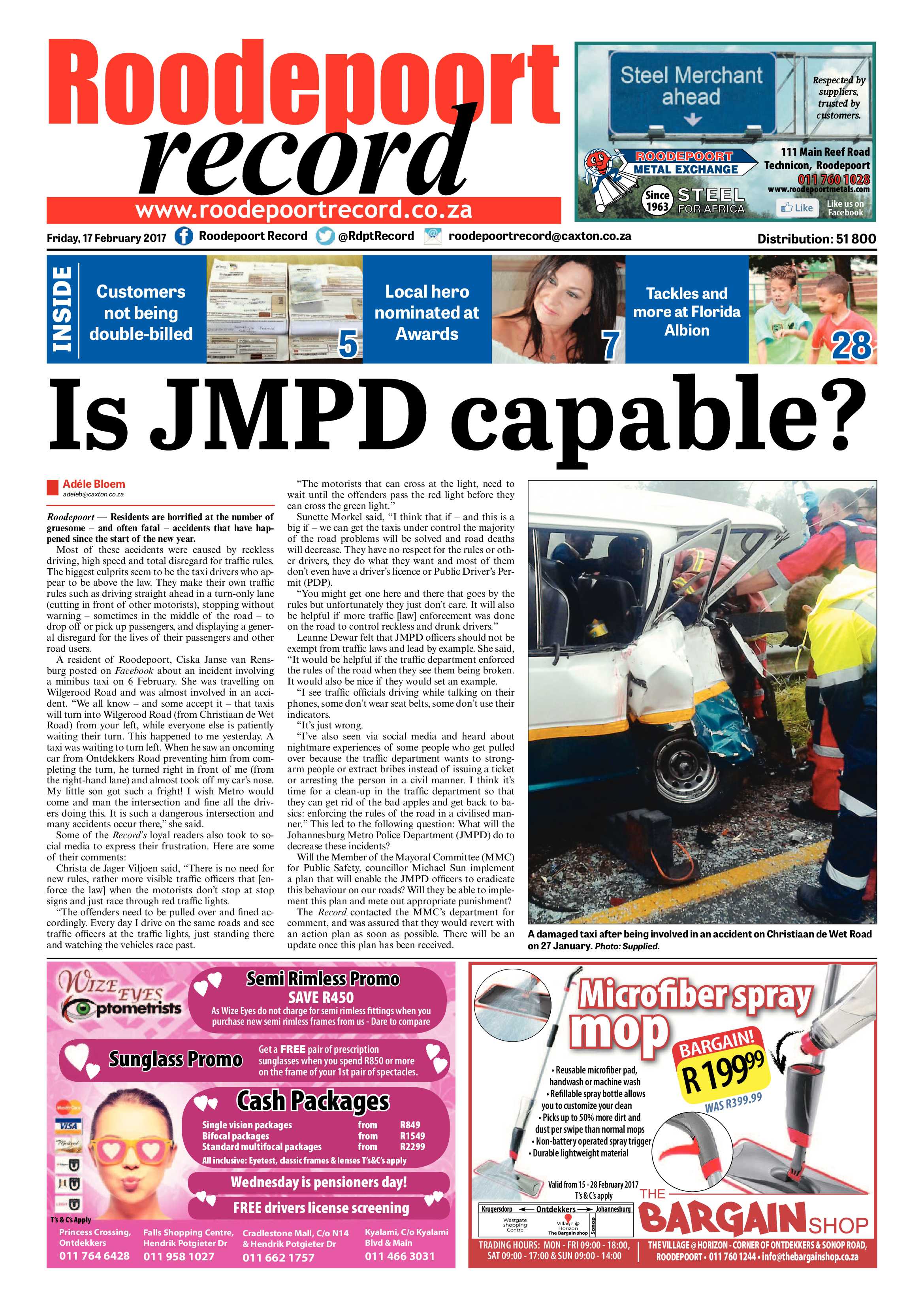 Roodepoort Record 17 February 2017 page 1