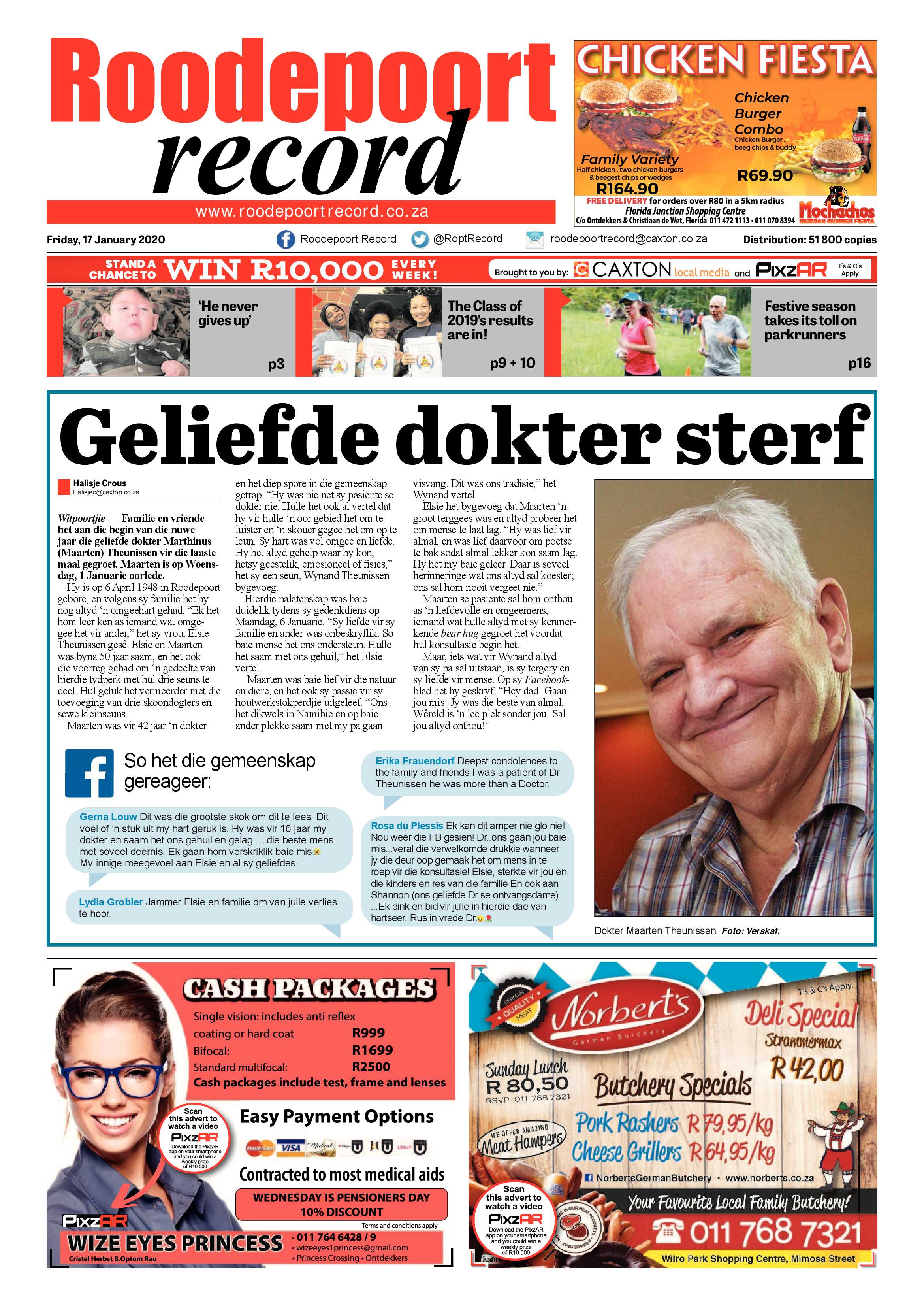 Roodepoort Record 17 January 2020 page 1