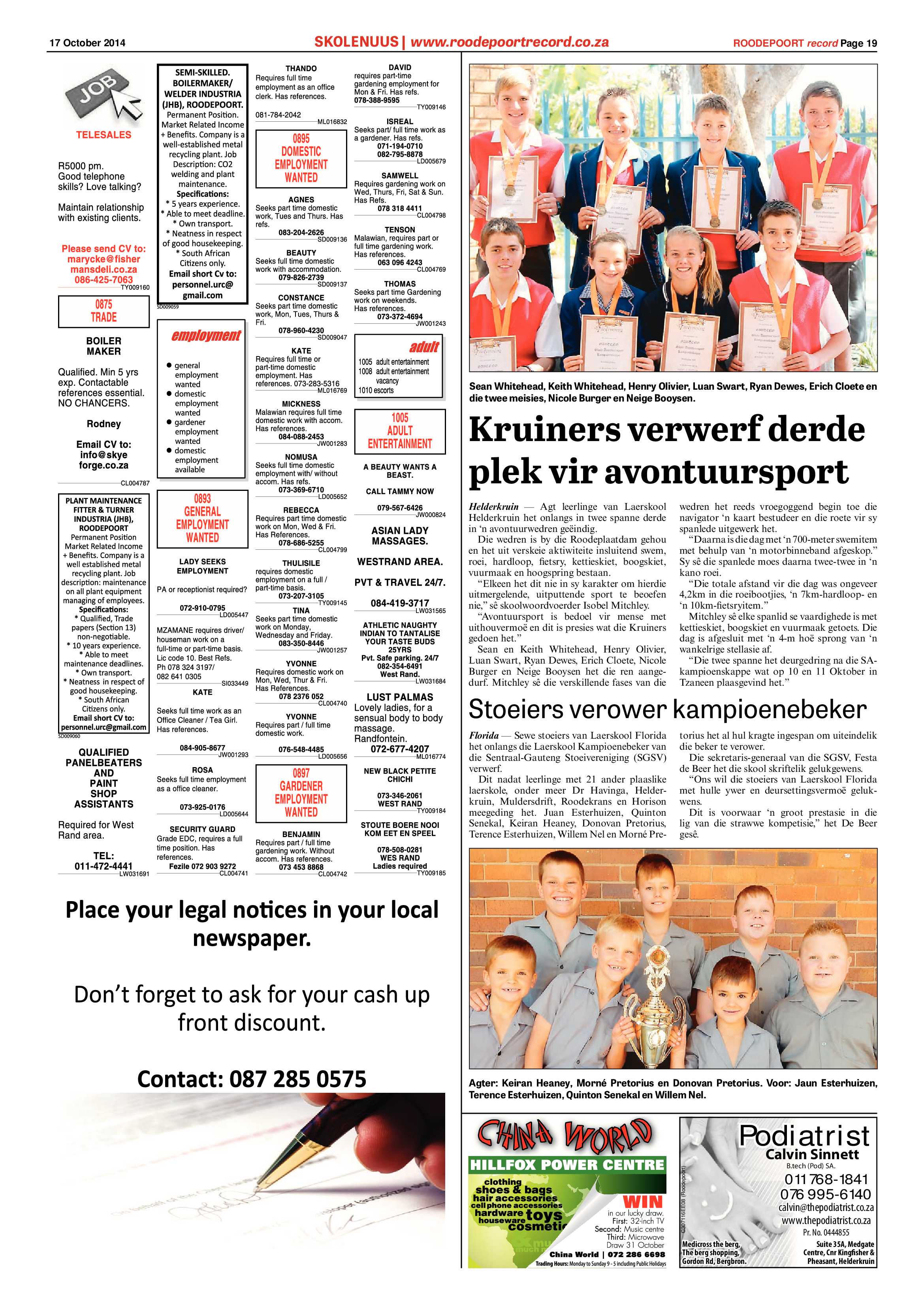 Roodepoort Record 17 October 2014 page 19