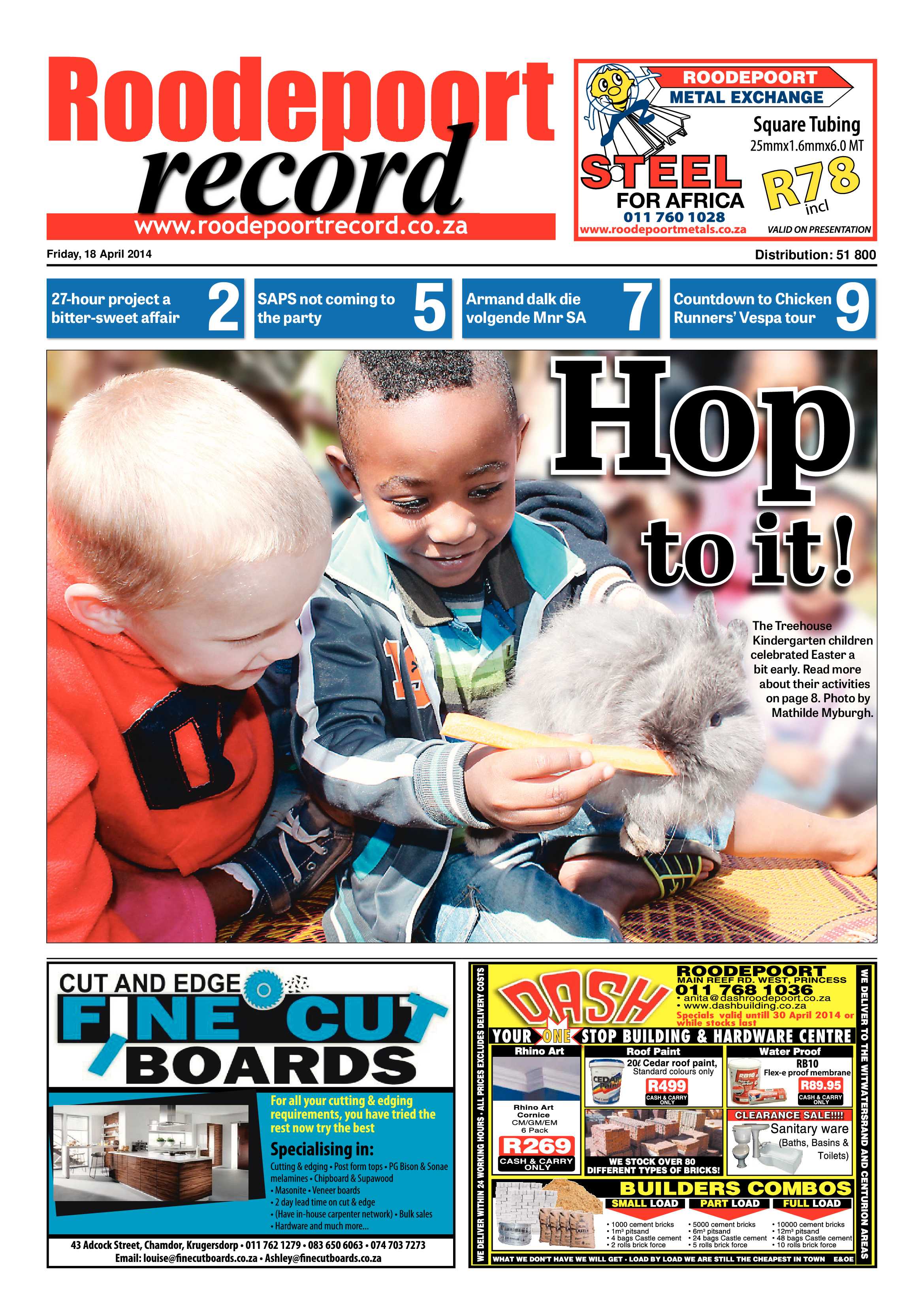 Roodepoort Record 18 April 2014 page 1