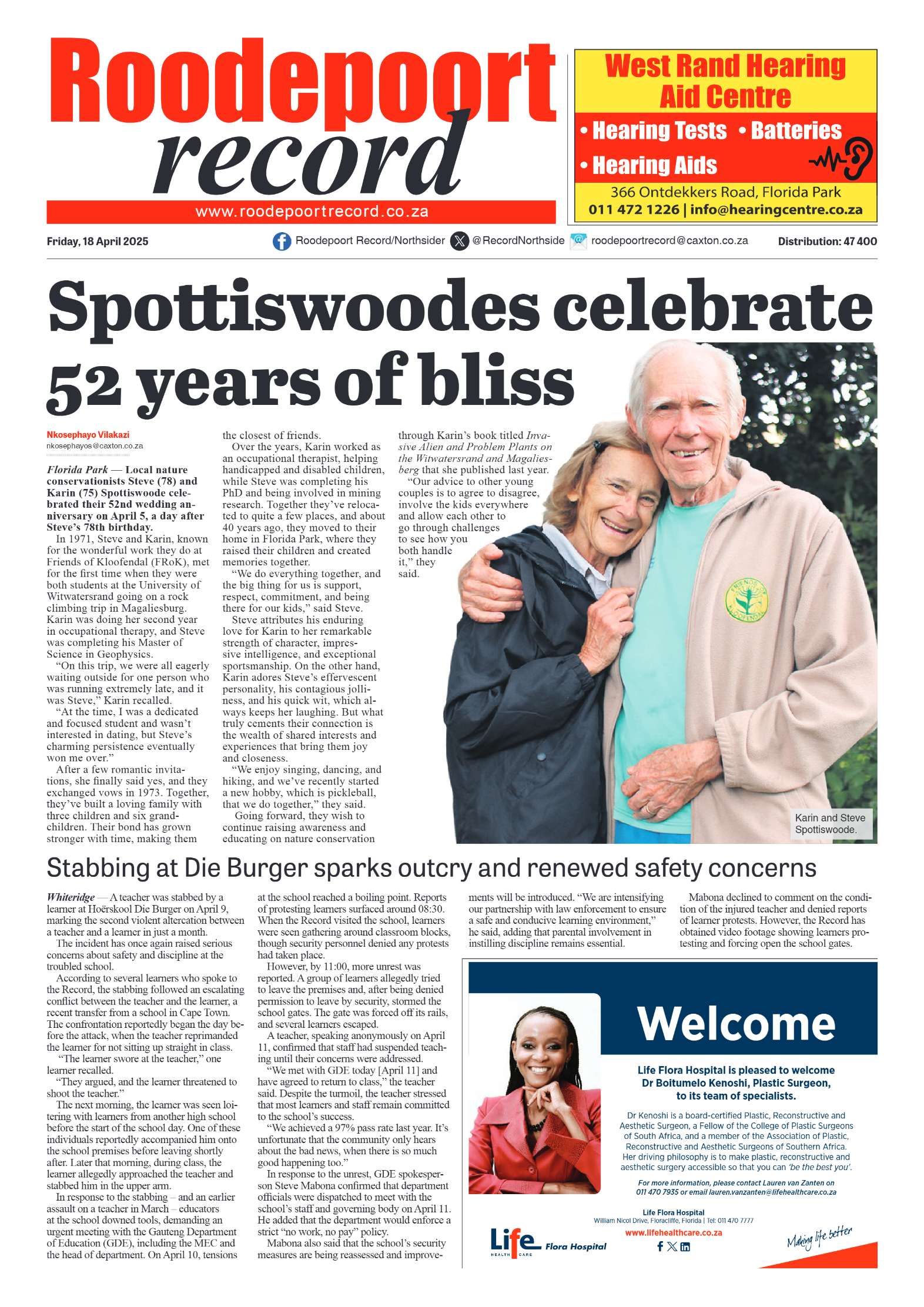 Roodepoort Record 18 April 2025 page 1