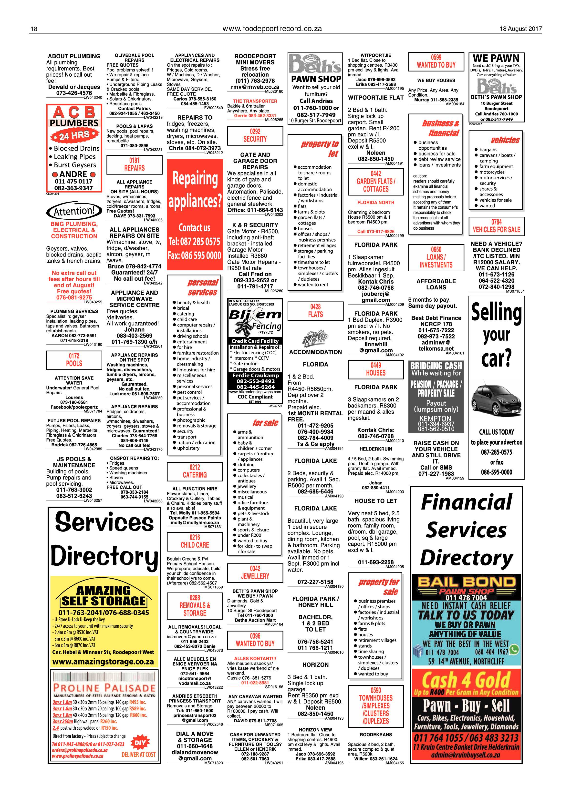 Roodepoort Record 18 August 2017 page 18