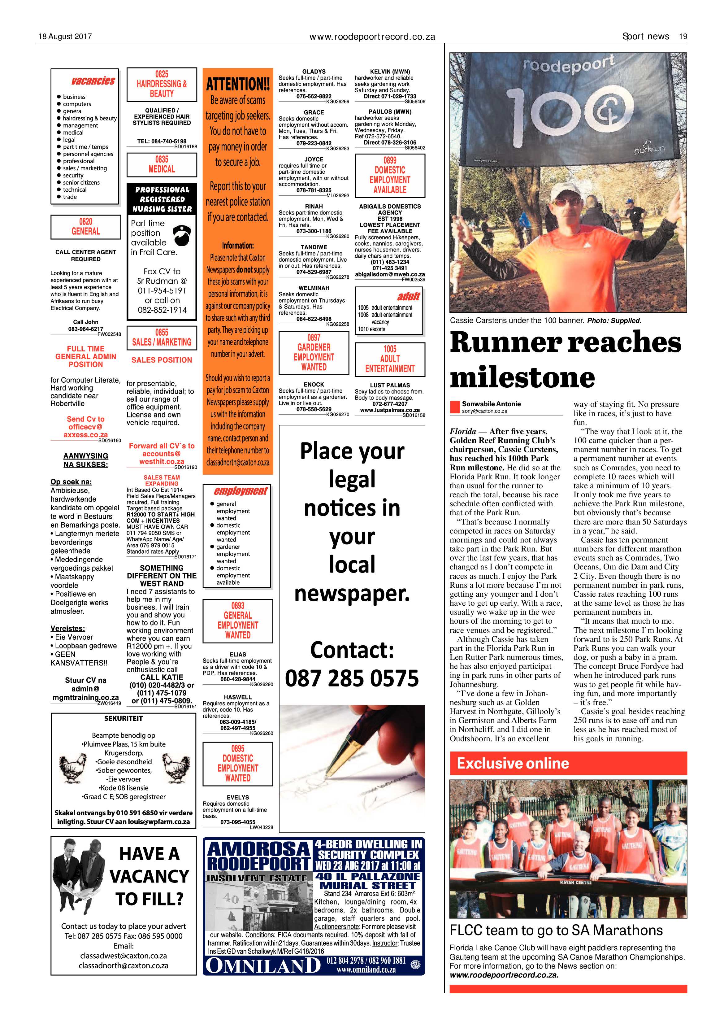 Roodepoort Record 18 August 2017 page 19