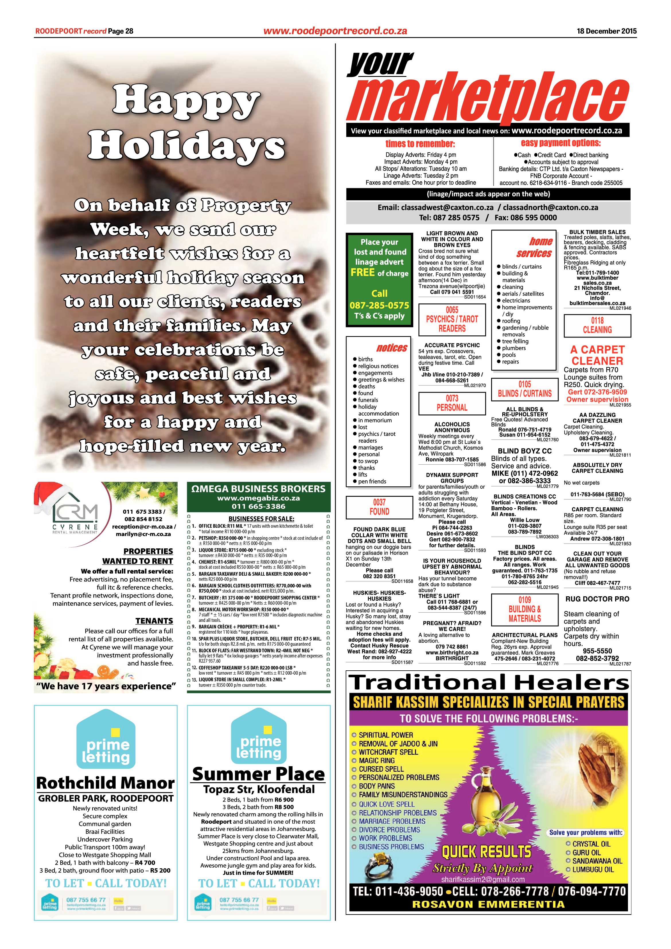 Roodepoort Record 18 December 2015 page 28