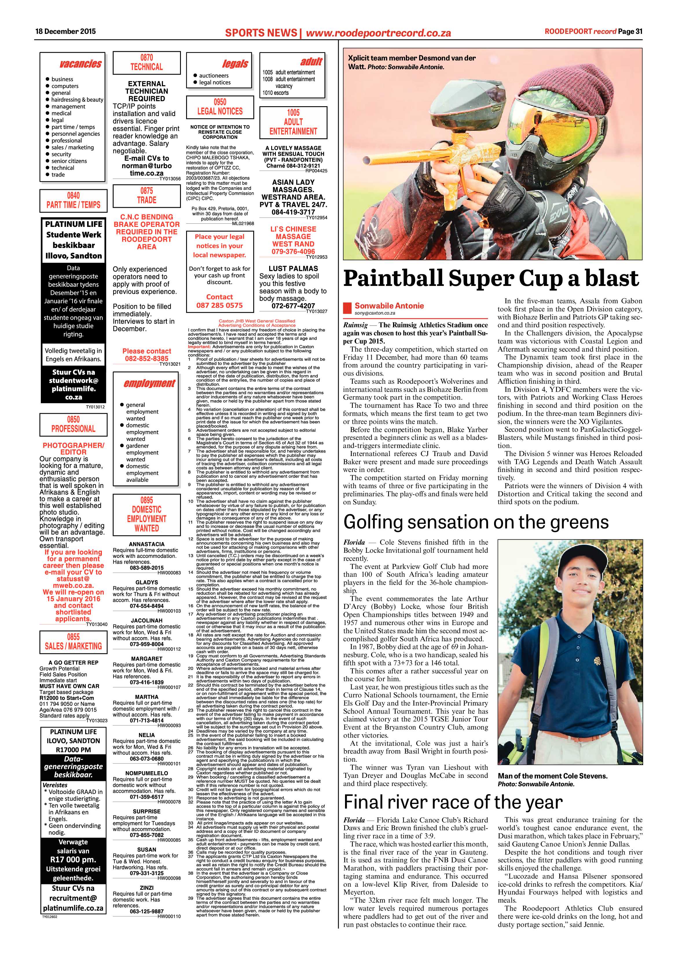 Roodepoort Record 18 December 2015 page 31