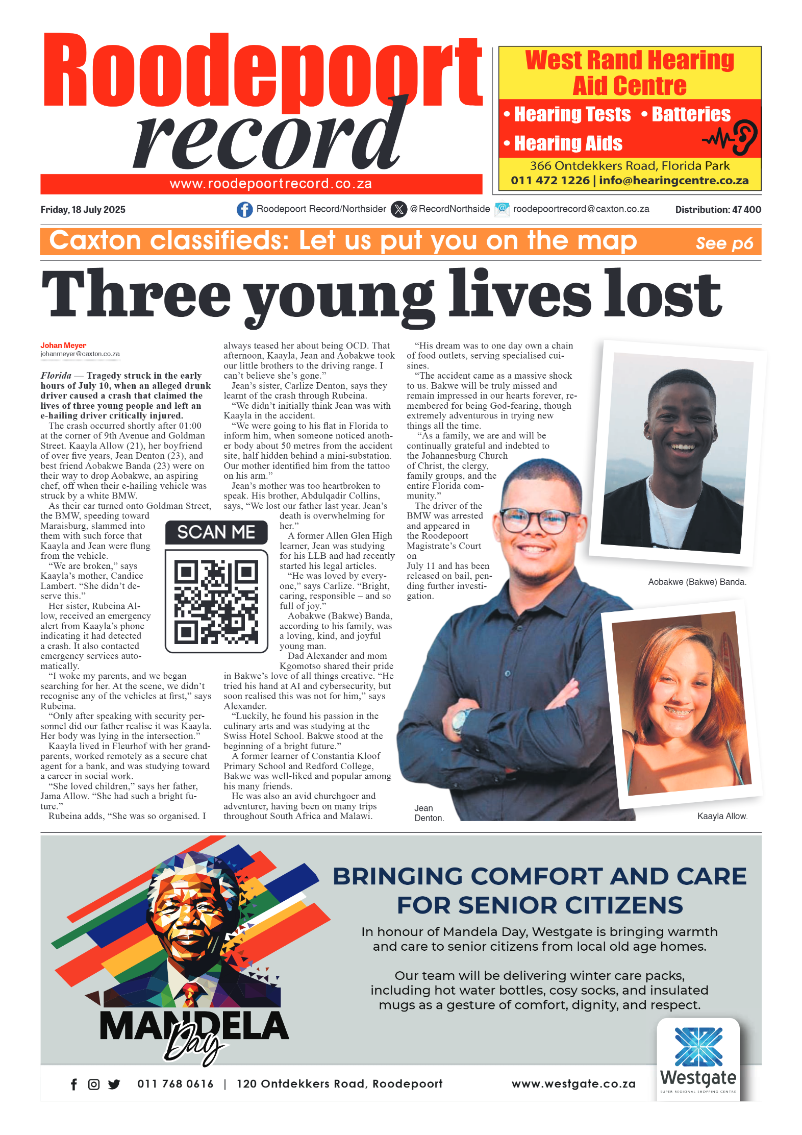 Roodepoort Record 18 July 2025 page 1