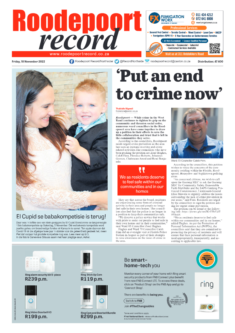 Roodepoort Record 18 November 2022 page 1