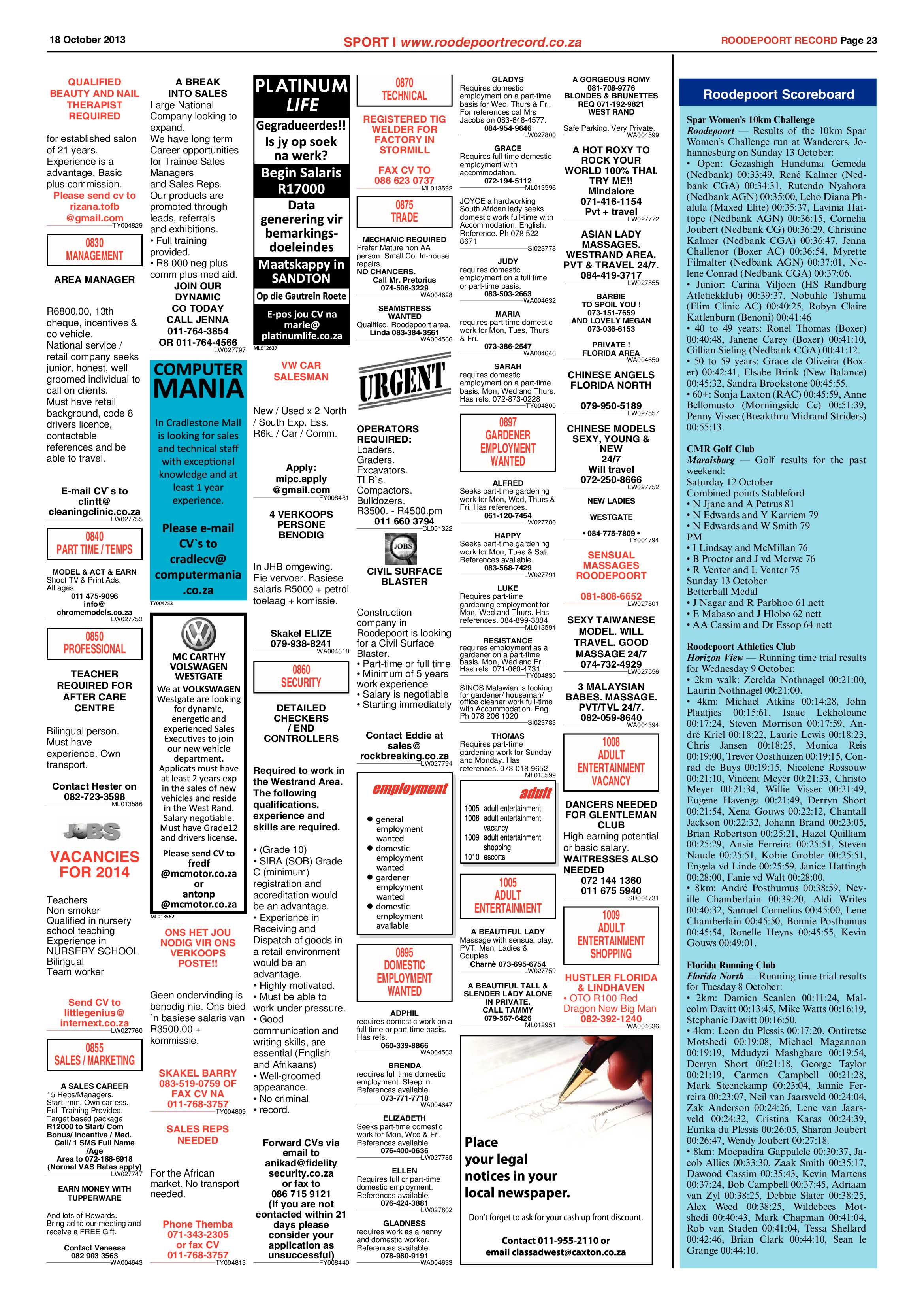 Roodepoort Record 18 October 2013 page 23