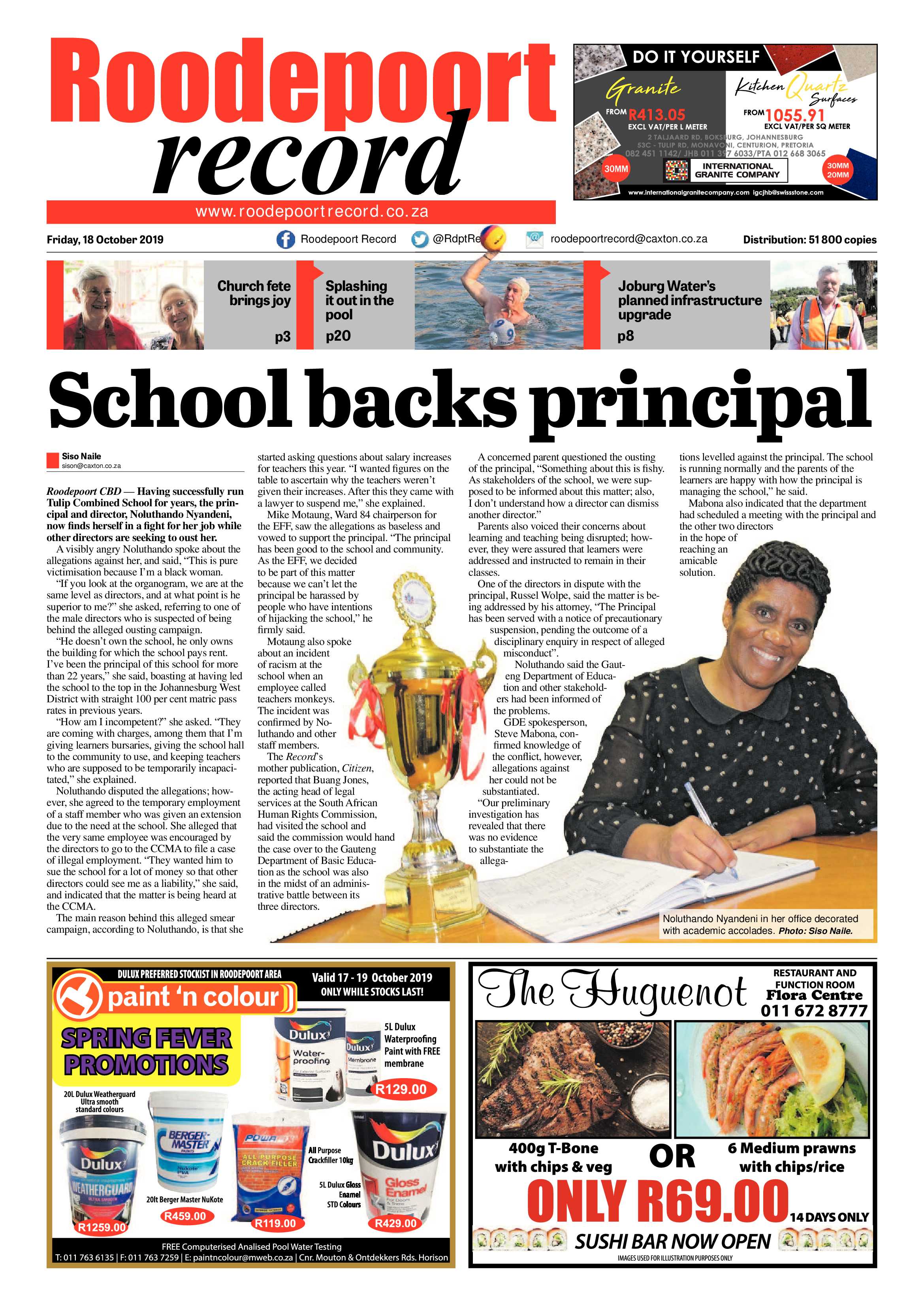 Roodepoort Record 18 October 2019 page 1