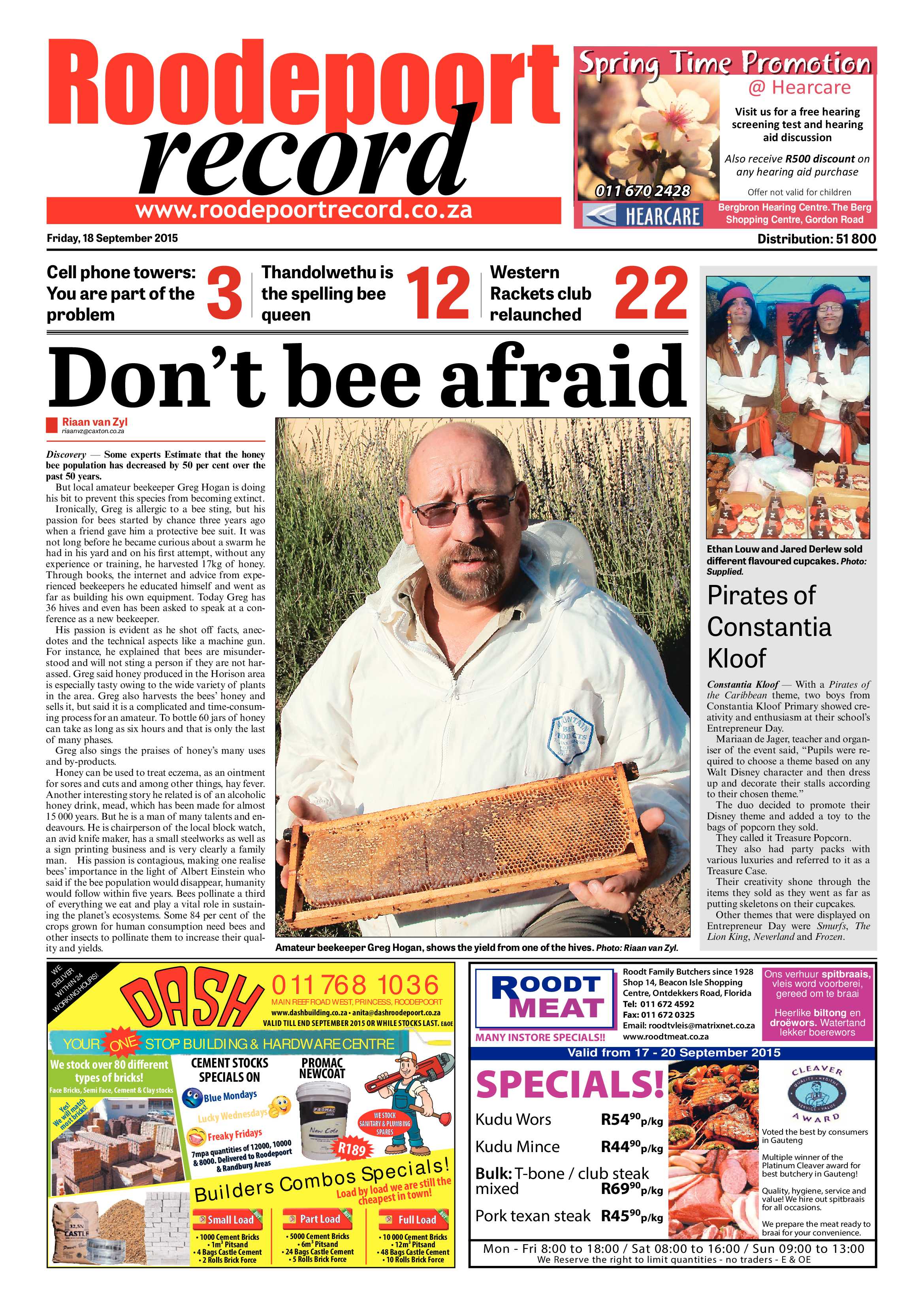 Roodepoort Record 18 September 2015 page 1