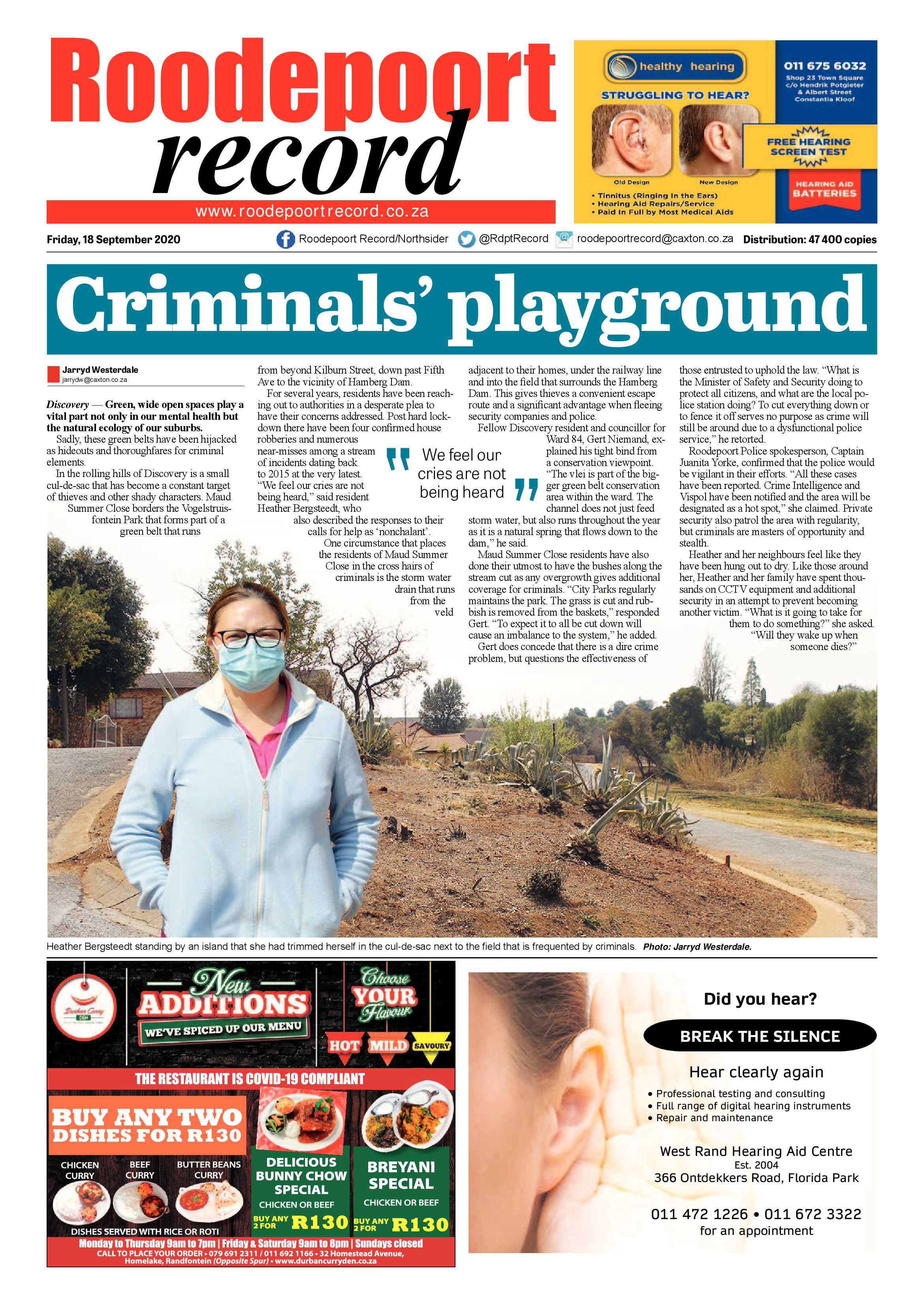 Roodepoort Record 18 September 2020 page 1