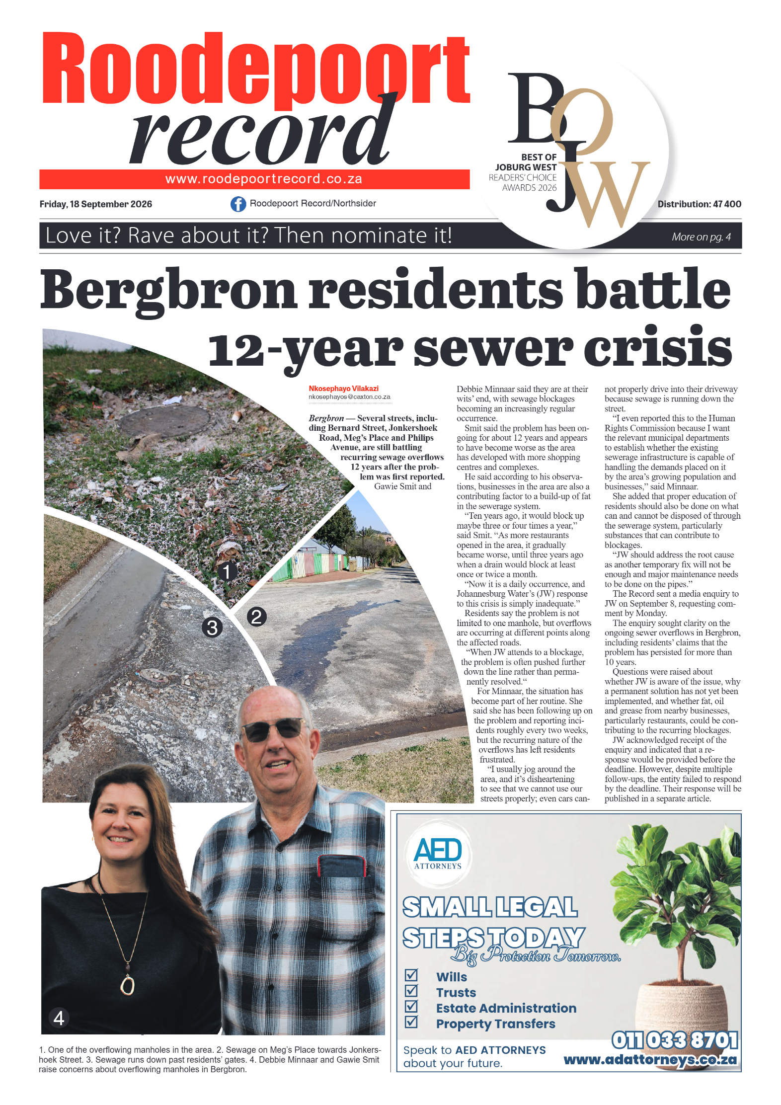 Roodepoort Record 18 September 2026 page 1